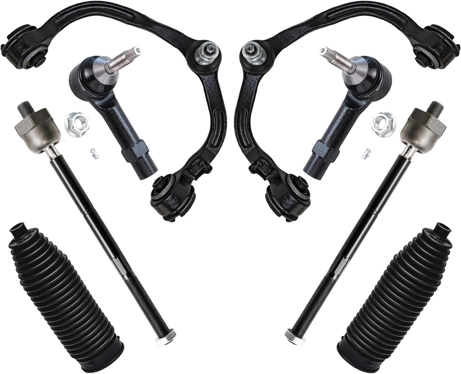 8pc Front Upper Control Arms Inner Outer Tie Rods Suspension Kit