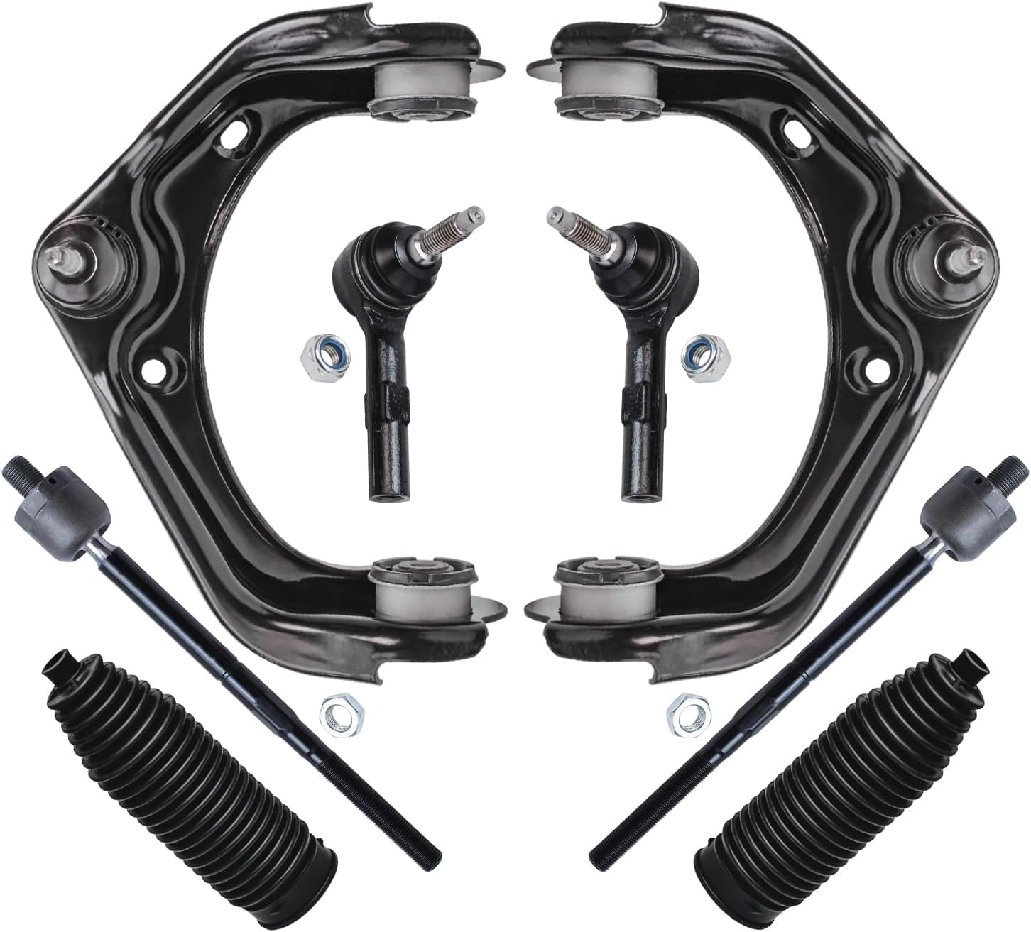 8pc Front Upper Control Arms Inner Outer Tie Rods Suspension Kit