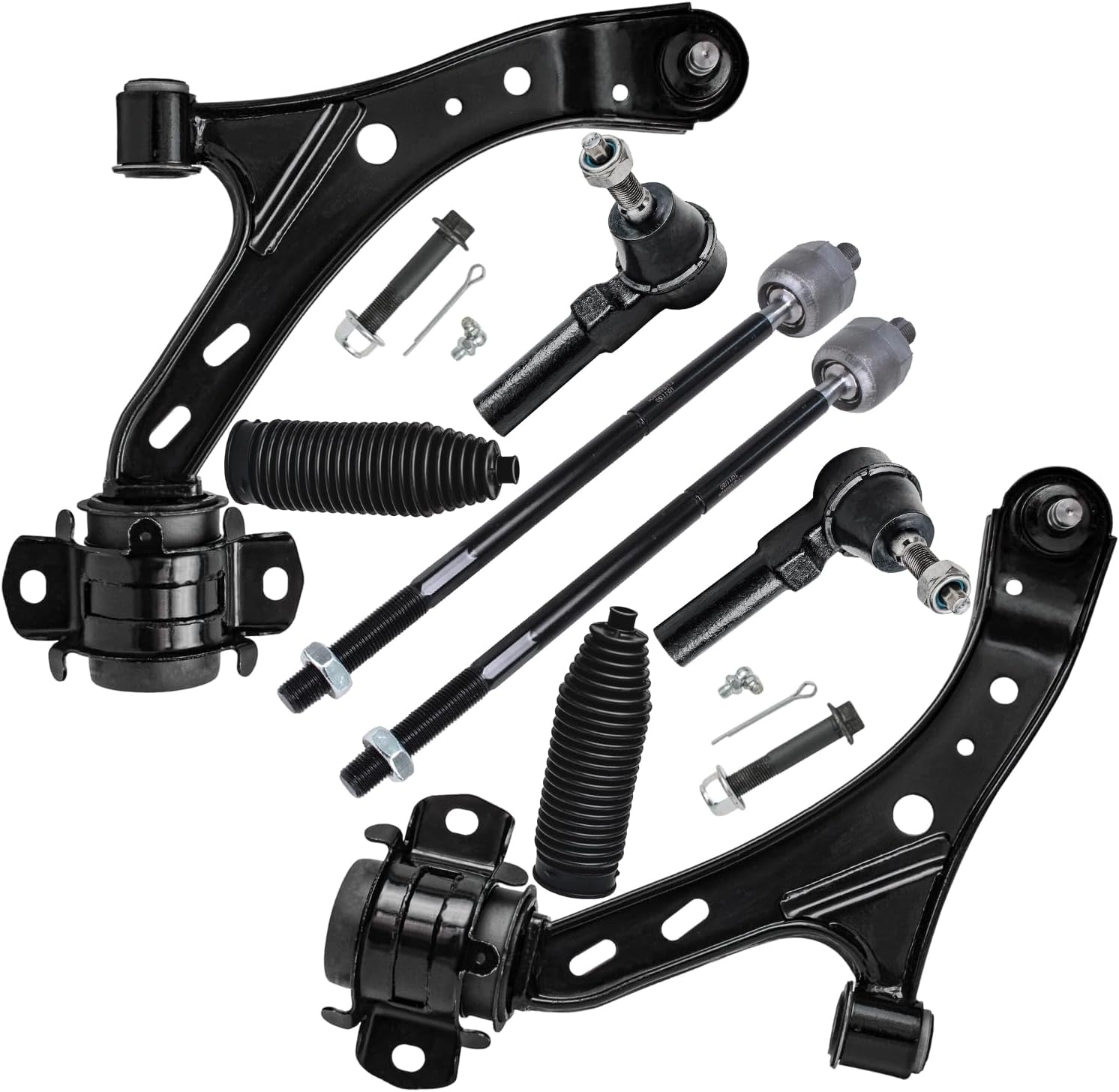 8pc Front Lower Control Arms Inner Outer Tie Rods Suspension Kit