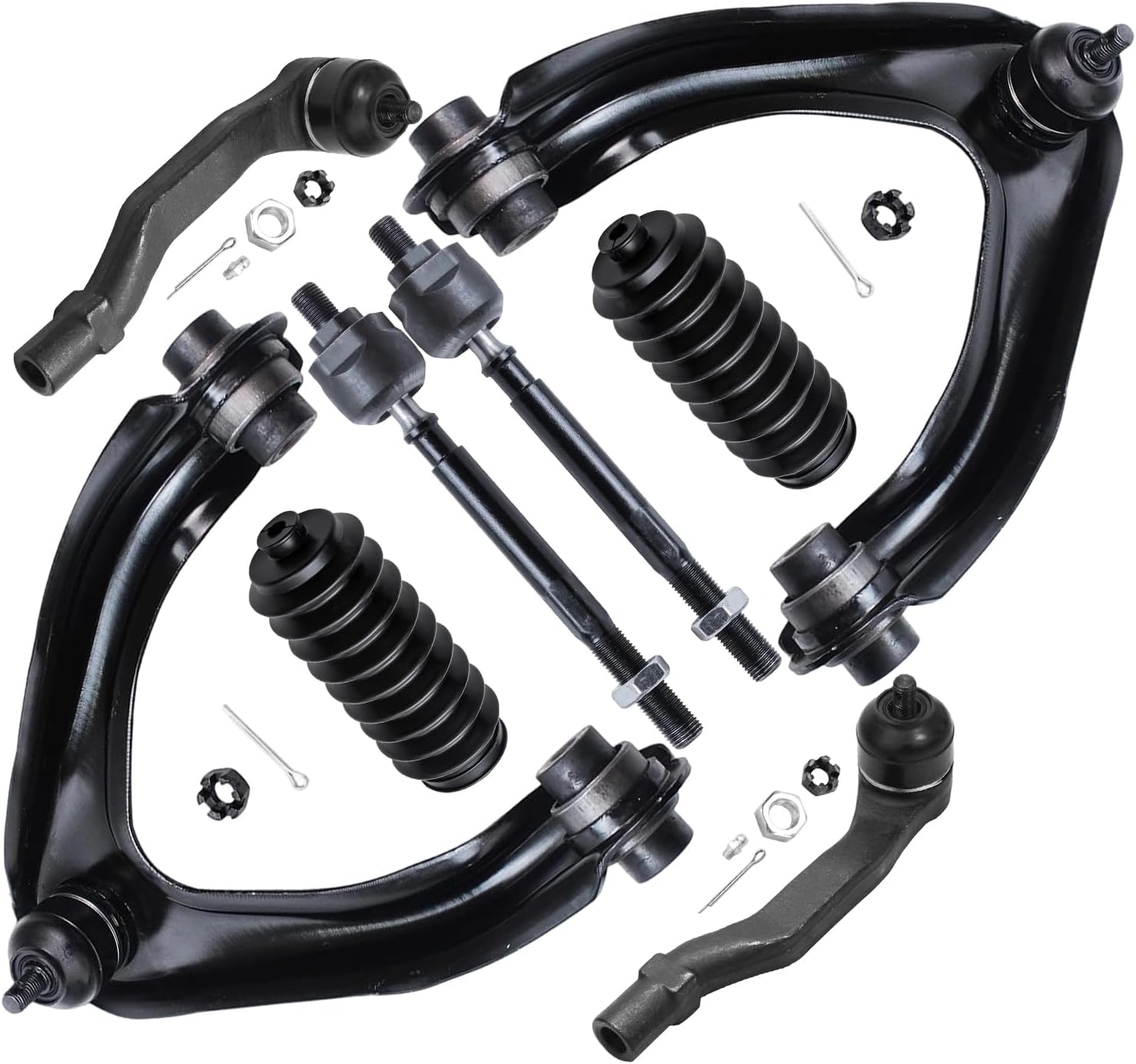 8pc Front Upper Control Arms Inner Outer Tie Rods Suspension Kit
