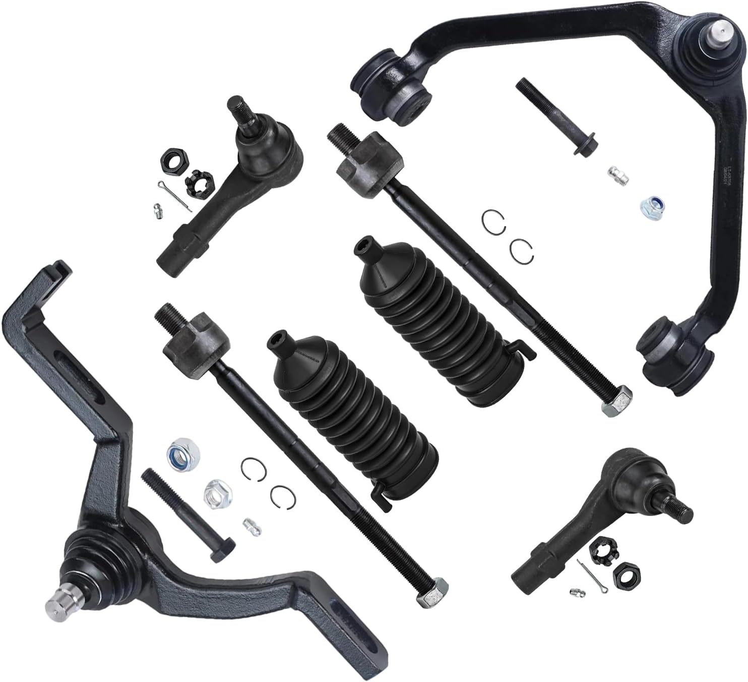 8pc Front Upper Control Arms Inner Outer Tie Rods Suspension Kit