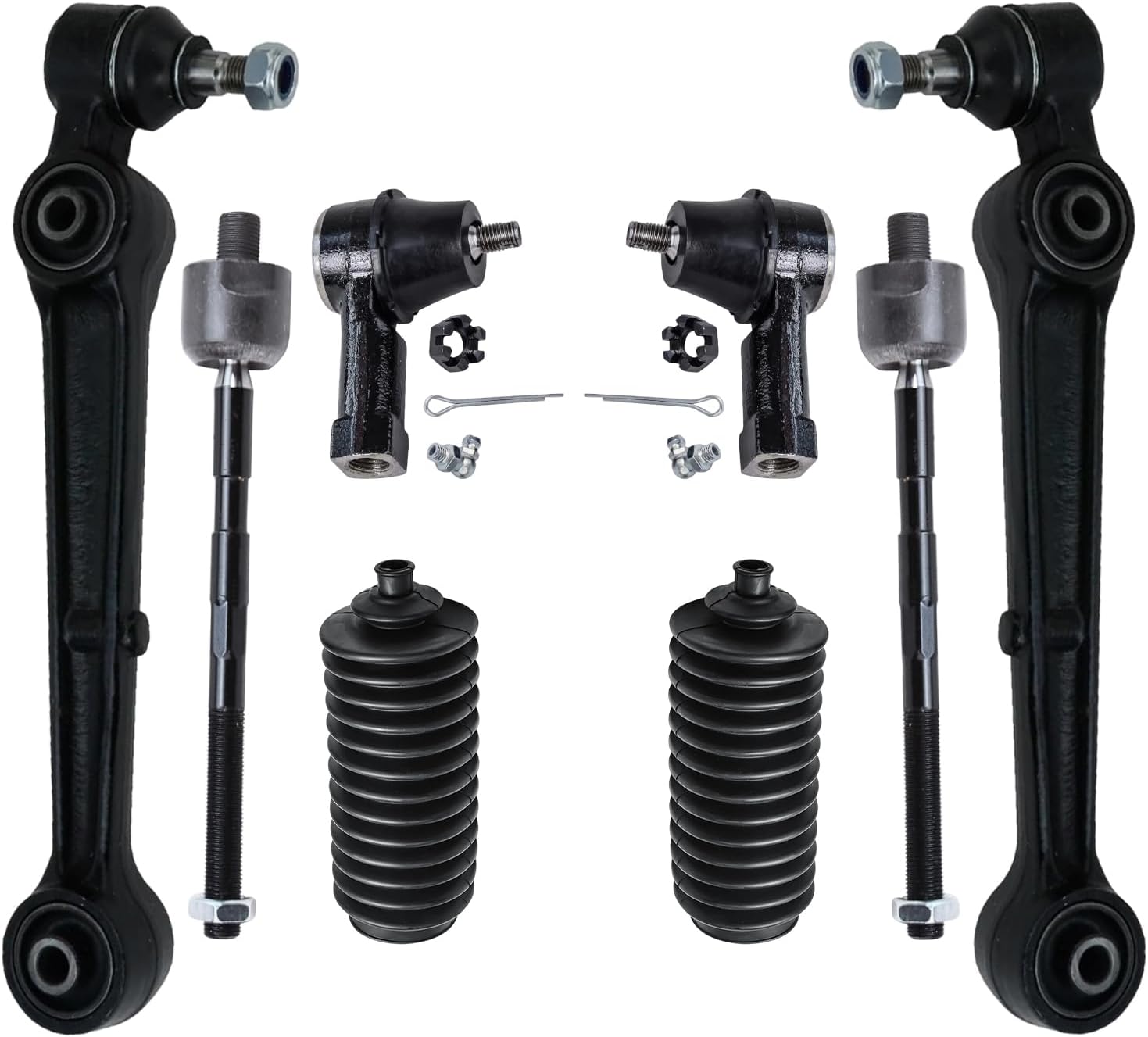 8pc Front Lower Control Arms Inner Outer Tie Rods Suspension Kit