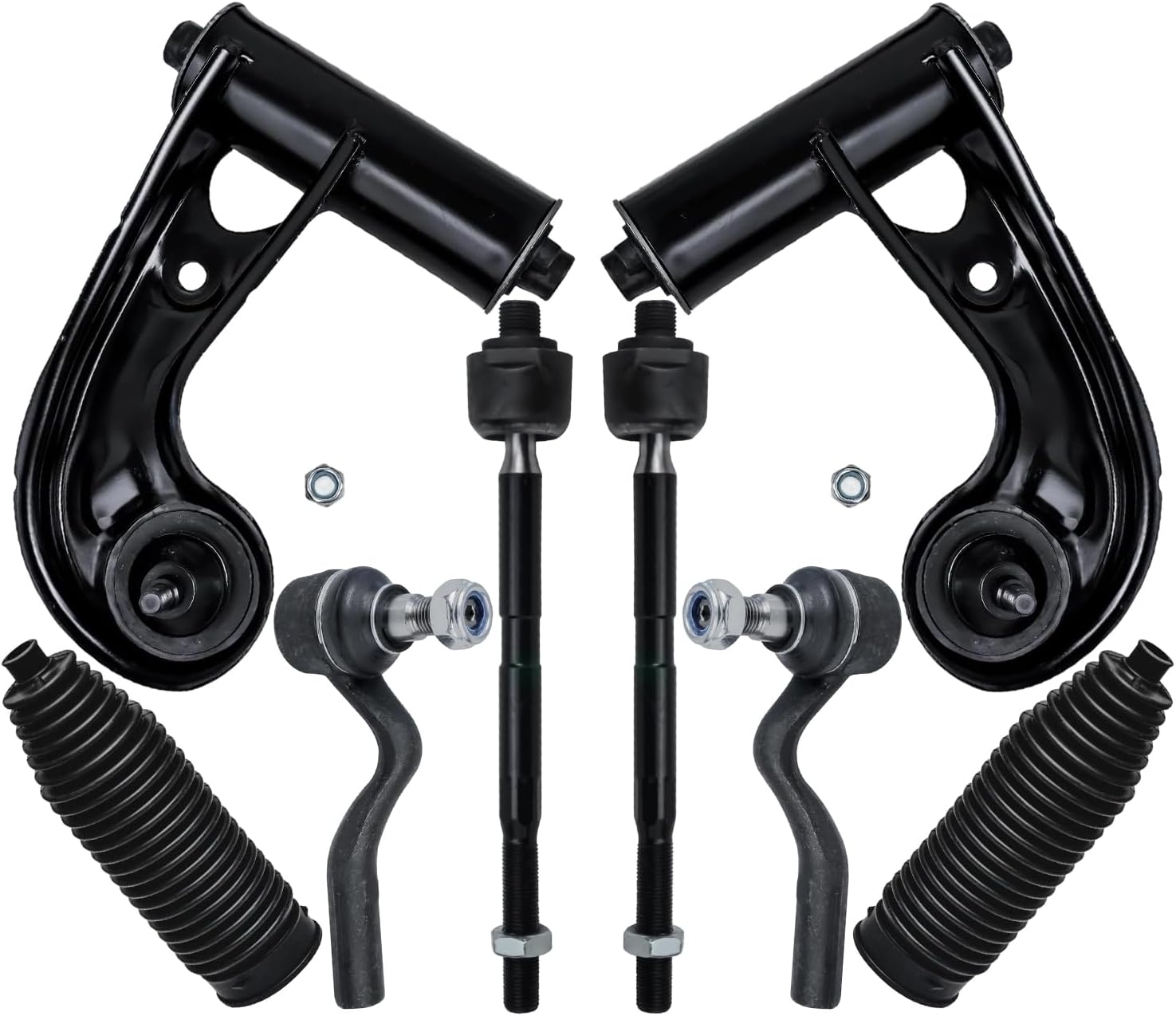 8pc Front Upper Control Arms Inner Outer Tie Rods Suspension Kit