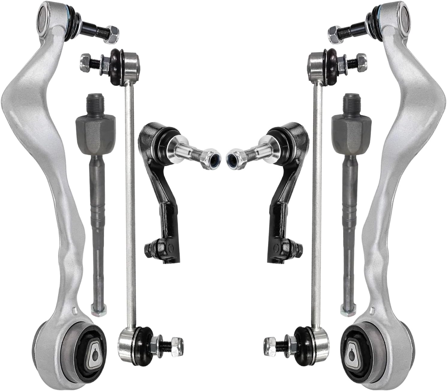 8pc Front Lower Forward Control Arms Sway Bar Links Tie Rods Suspension Kit