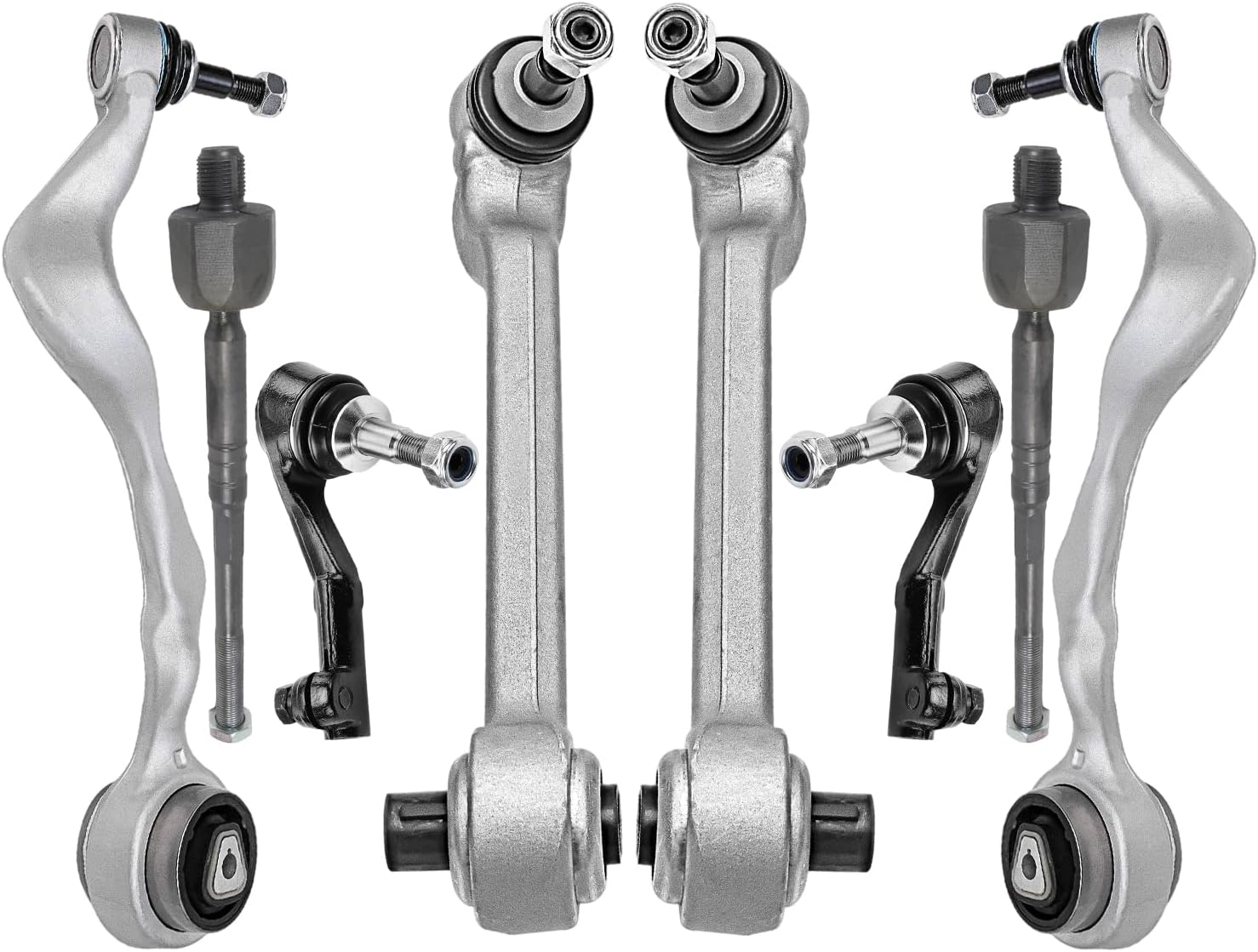 8pc Front Lower Forward Rearward Control Arms Tie Rods Suspension Kit