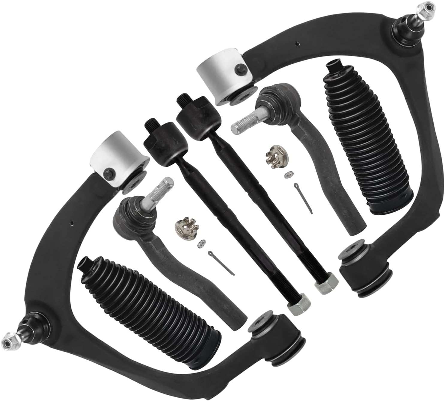 8pc Front Upper Control Arms Inner Outer Tie Rods Suspension Kit