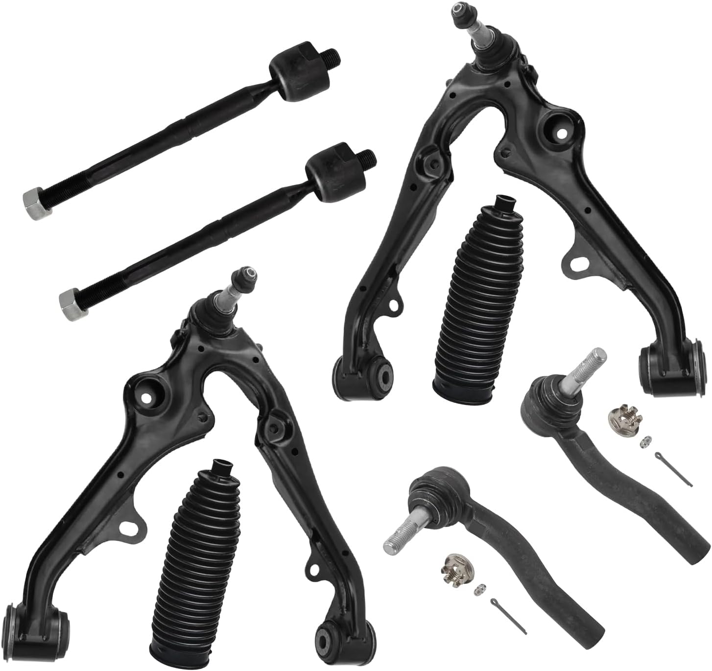 8pc Front Lower Control Arms Inner Outer Tie Rods Suspension Kit