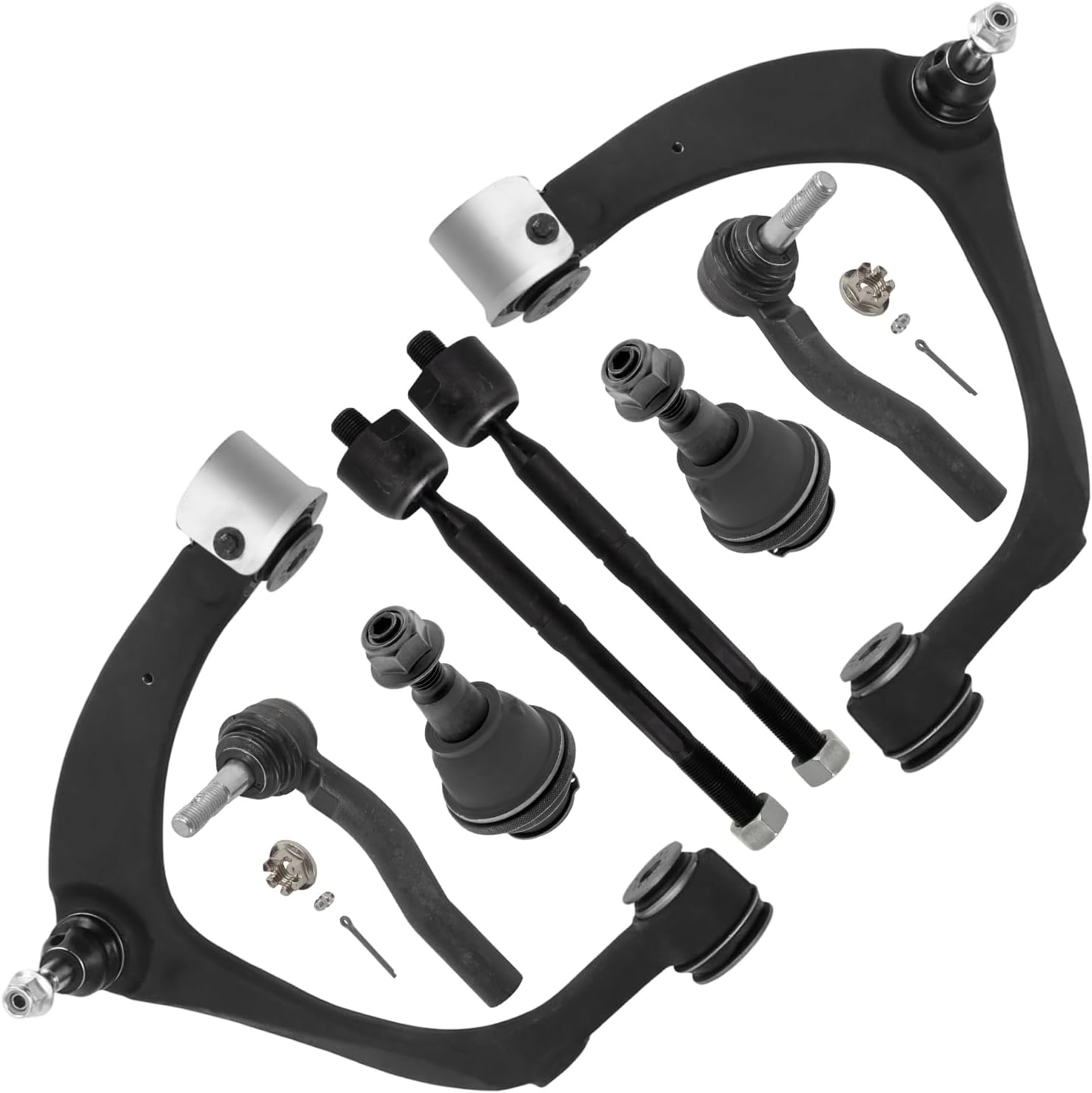 8pc Front Upper Control Arms Lower Ball Joints Tie Rods Suspension Kit