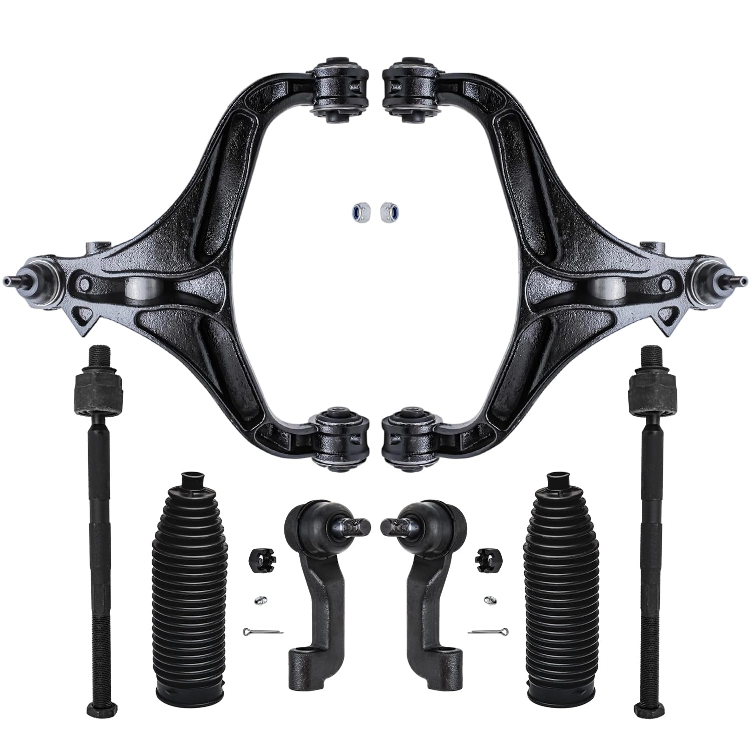 8pc Front Lower Control Arms Inner Outer Tie Rods Suspension Kit