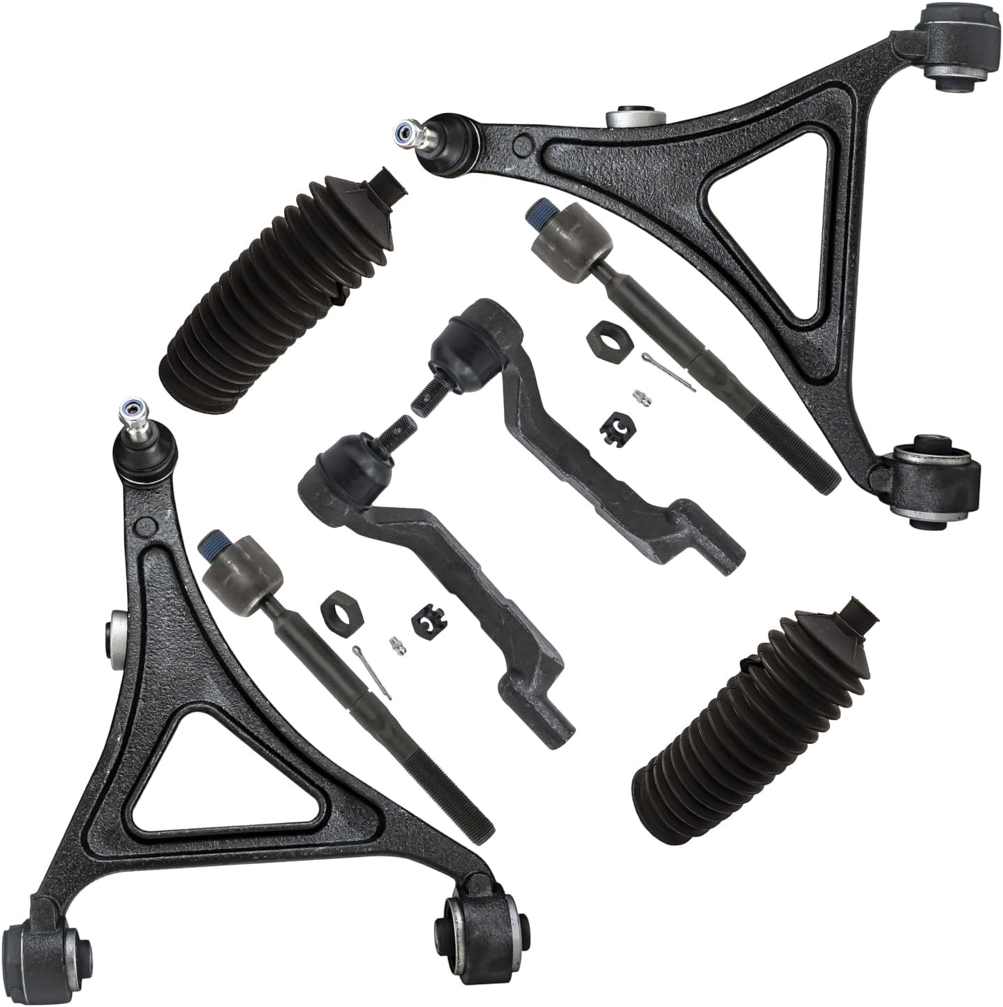 8pc Front Lower Control Arms Inner Outer Tie Rods Suspension Kit