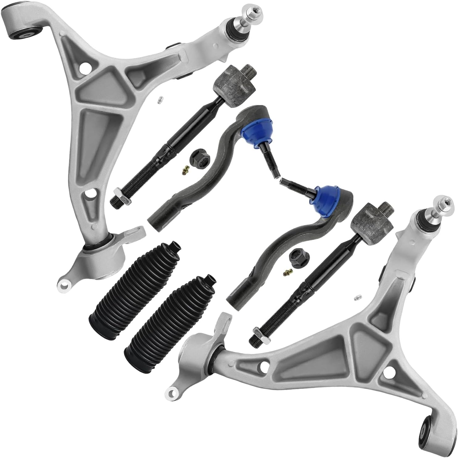 8pc Front Lower Control Arms Inner Outer Tie Rods Suspension Kit