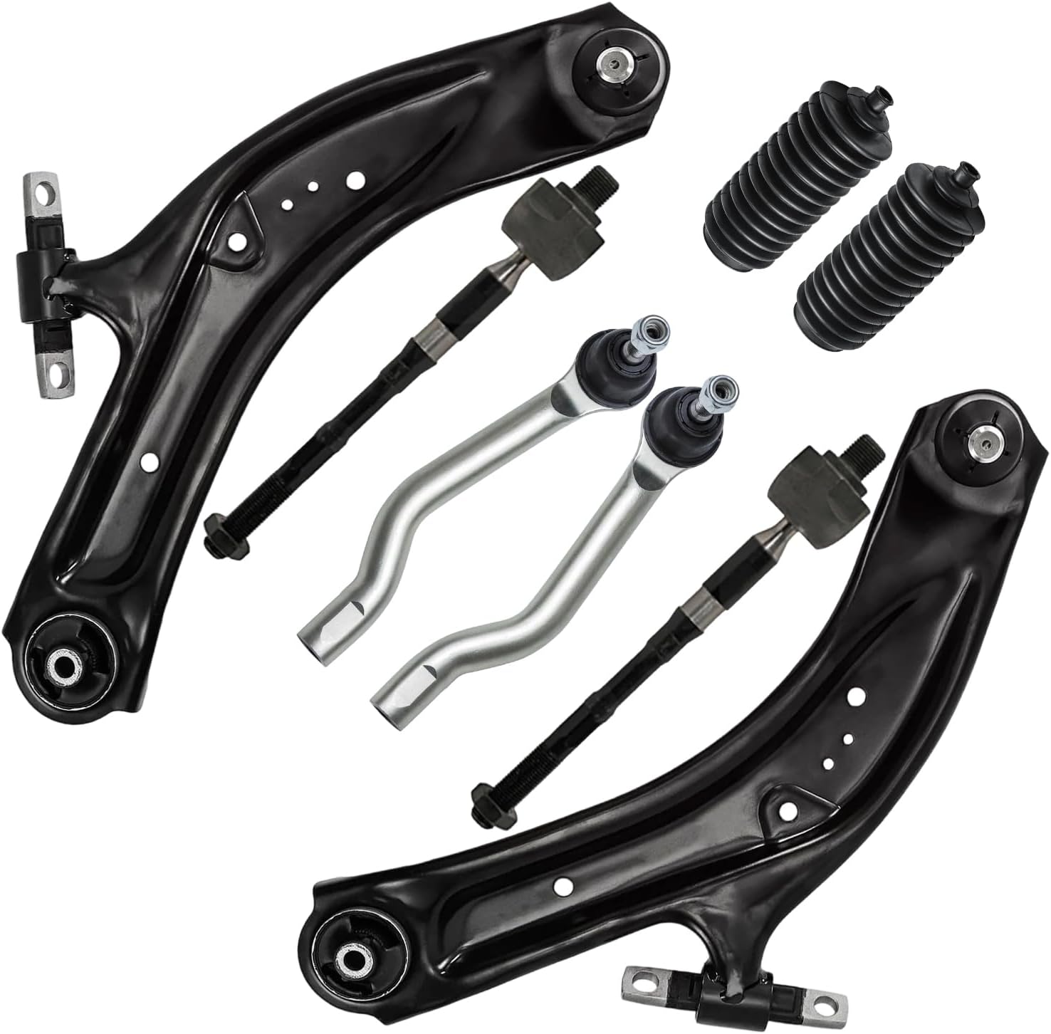 8pc Front Lower Control Arms Inner Outer Tie Rods Suspension Kit