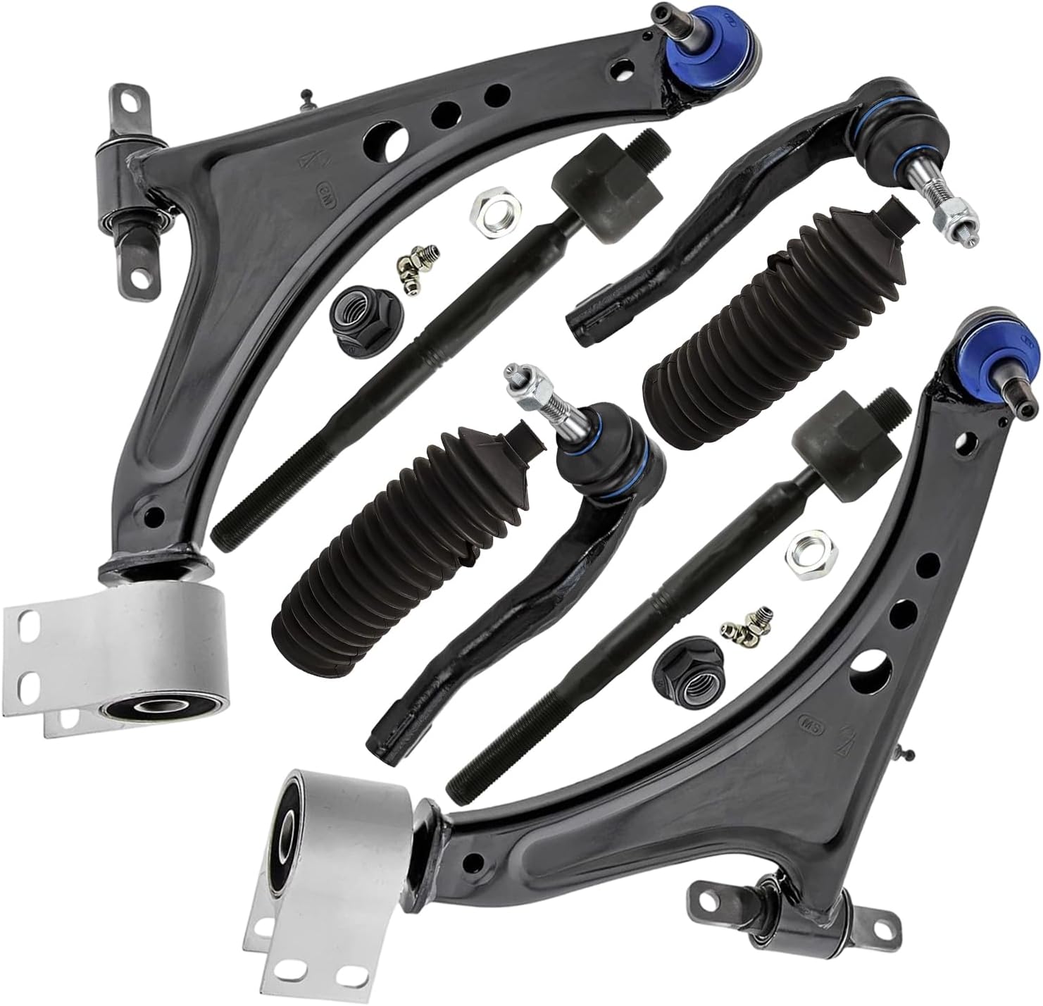 8pc Front Lower Control Arms Inner Outer Tie Rods Suspension Kit