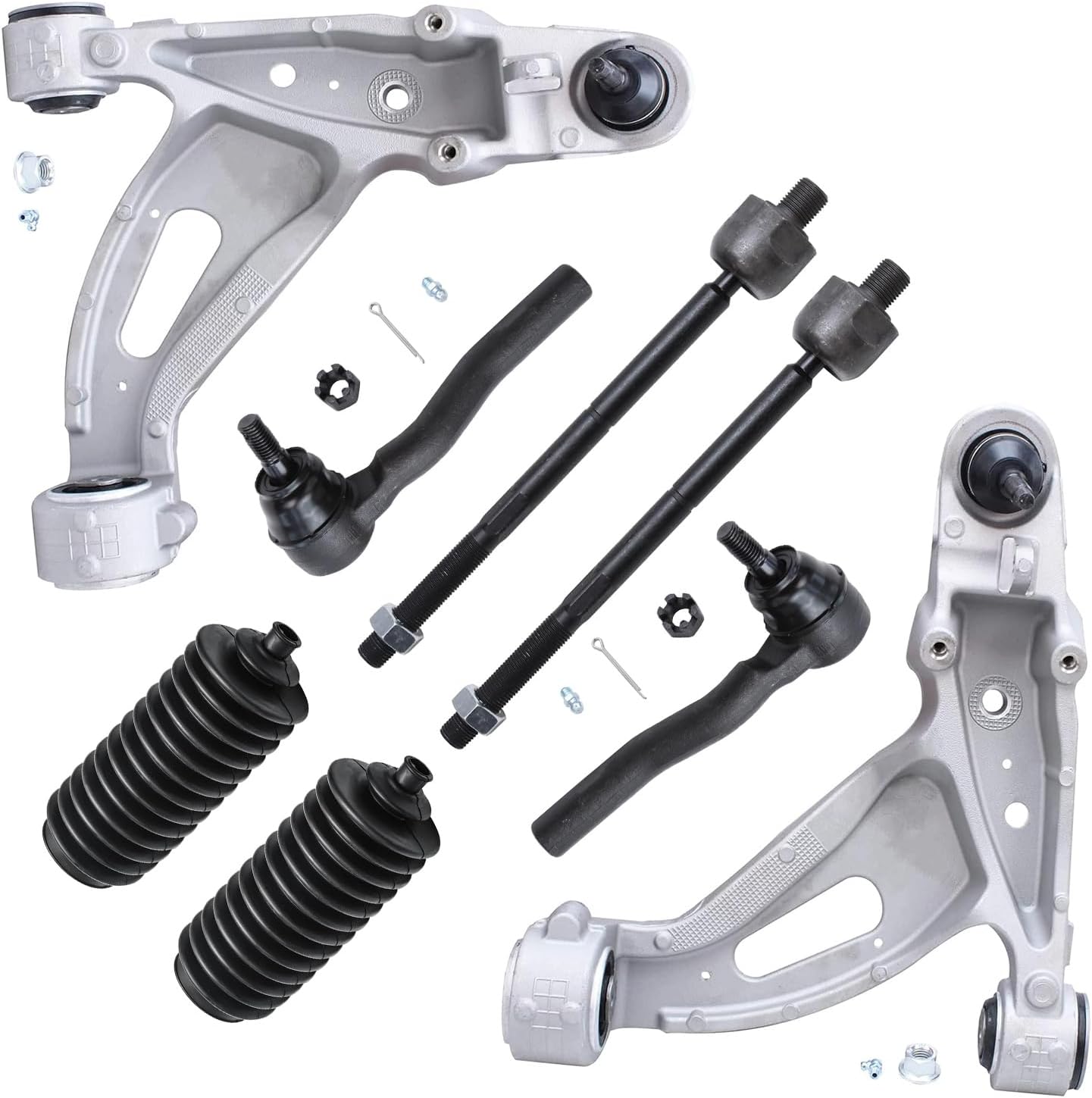 8pc Front Lower Control Arms Inner Outer Tie Rods Suspension Kit