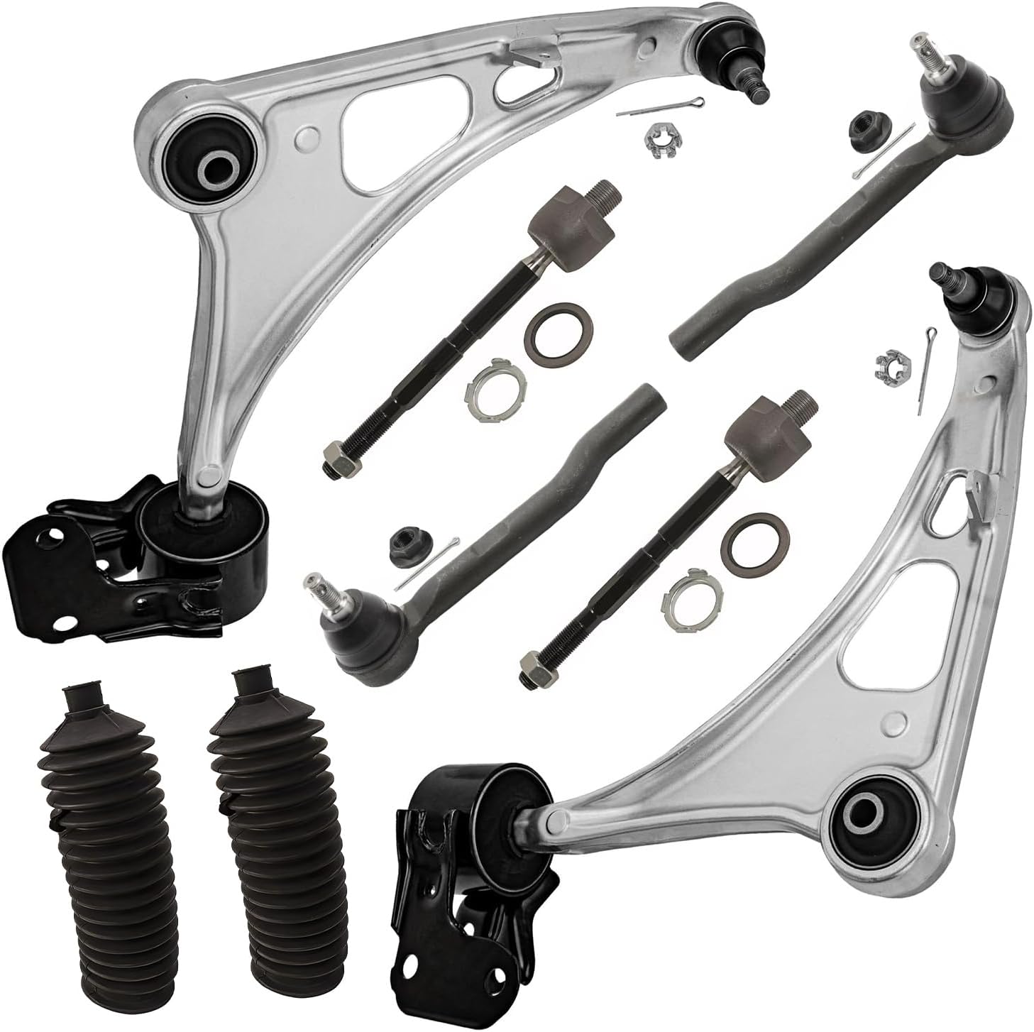 8pc Front Lower Control Arms Inner Outer Tie Rods Suspension Kit