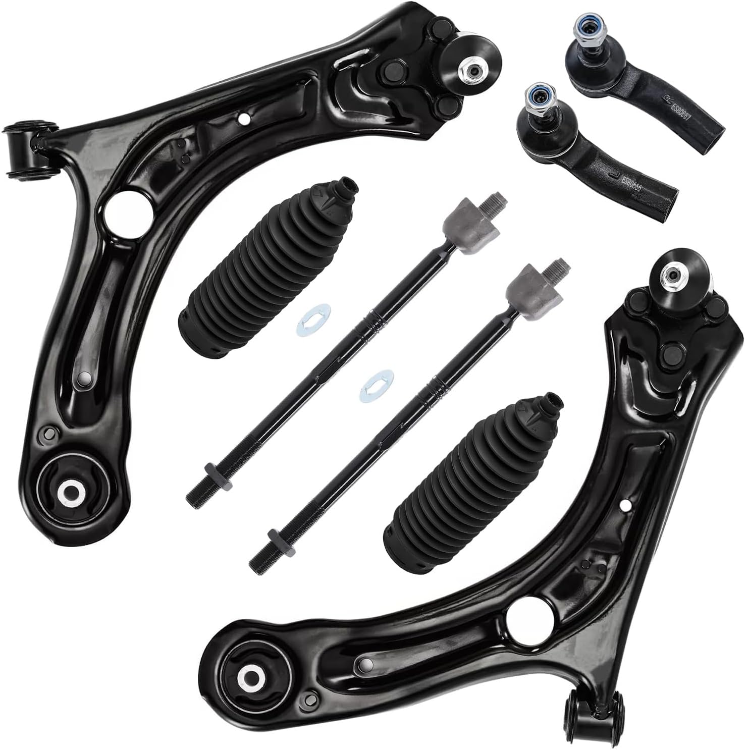 8pc Front Lower Control Arms Inner Outer Tie Rods Suspension Kit