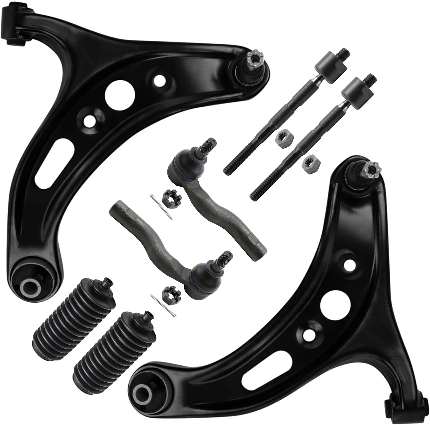 8pc Front Lower Control Arms Inner Outer Tie Rods Suspension Kit
