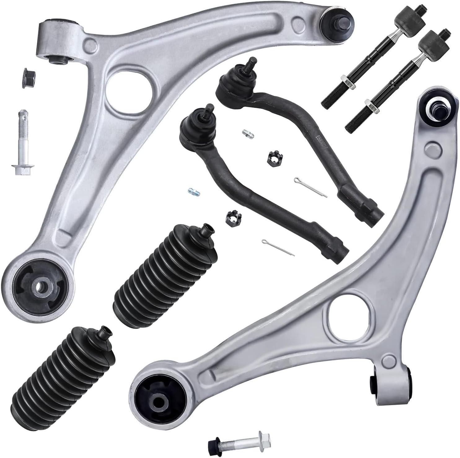 8pc Front Lower Control Arms Inner Outer Tie Rods Suspension Kit