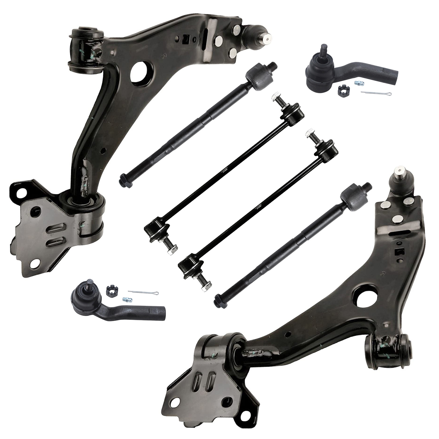 8pc Front Lower Control Arms Tie Rods Sway Bar Links Suspension Kit