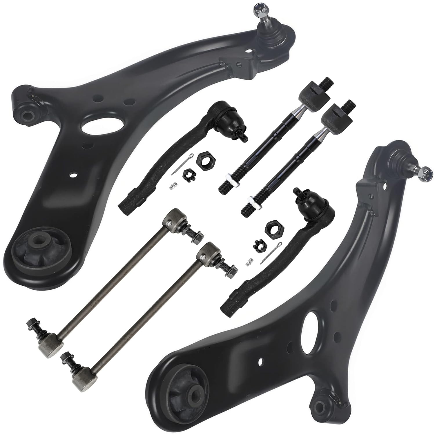 8pc Front Lower Control Arms Tie Rods Sway Bar Links Suspension Kit
