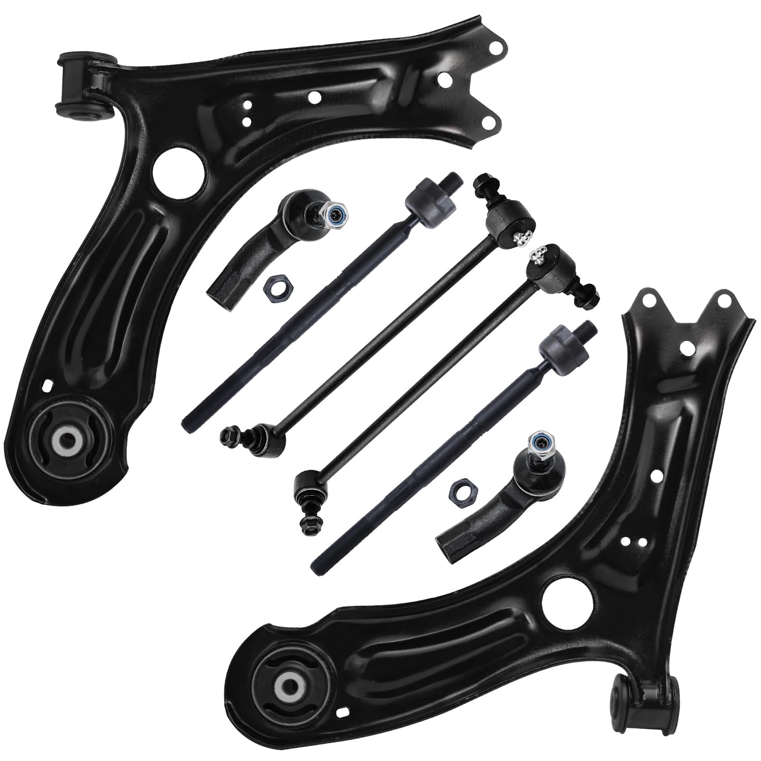 8pc Front Lower Control Arms Tie Rods Sway Bar Links Suspension Kit