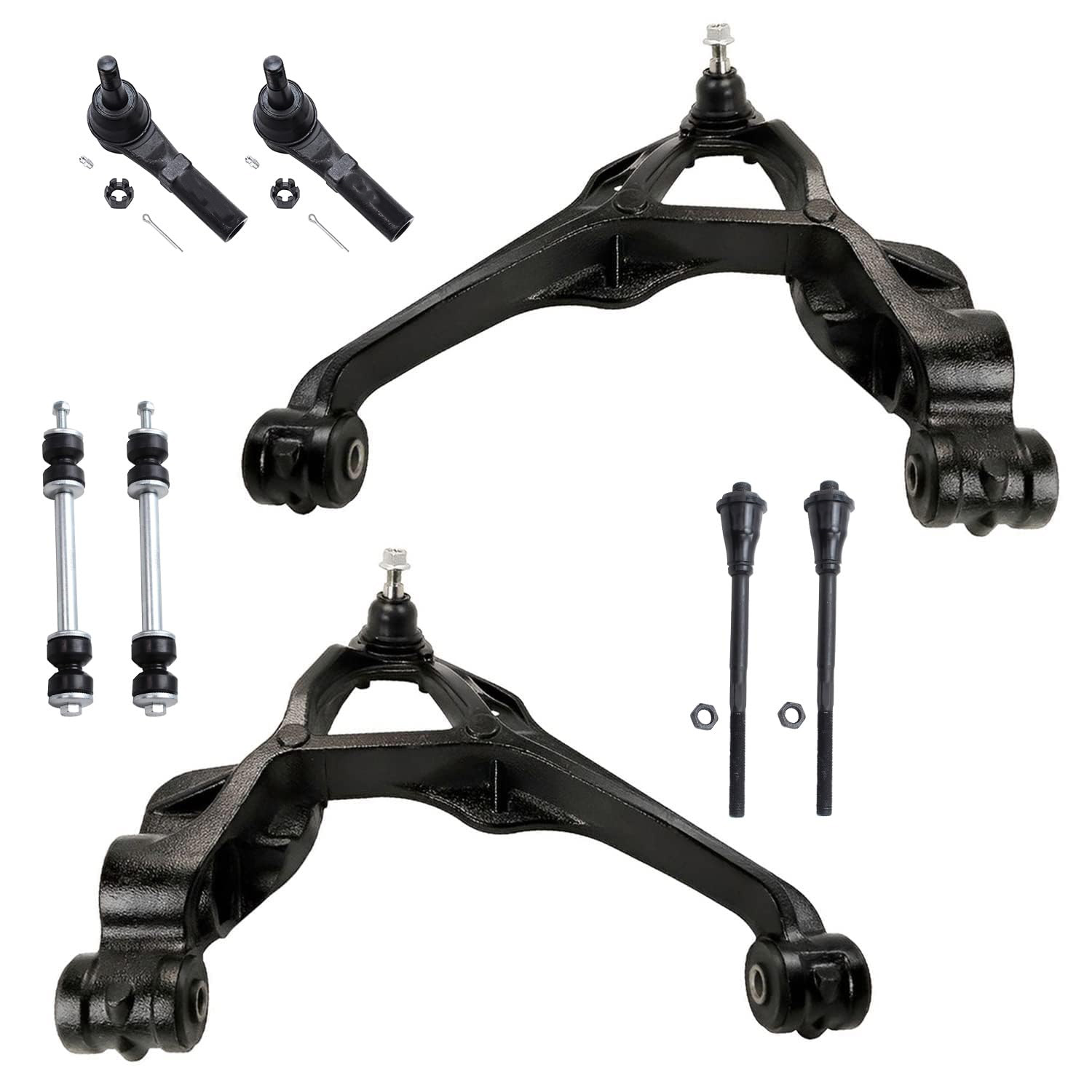 8pc Front Lower Control Arms Tie Rods Sway Bar Links Suspension Kit