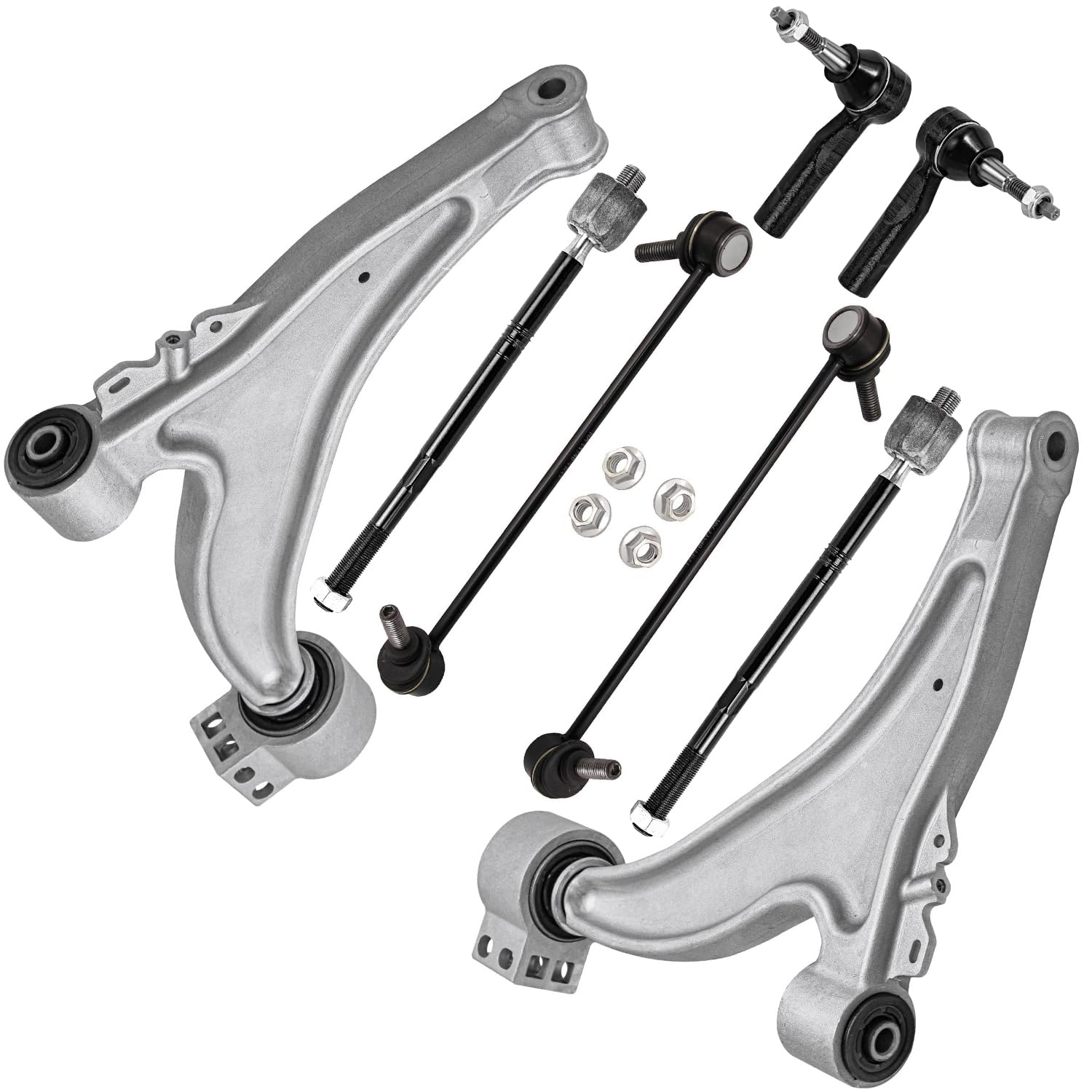8pc Front Lower Control Arms Tie Rods Sway Bar Links Suspension Kit