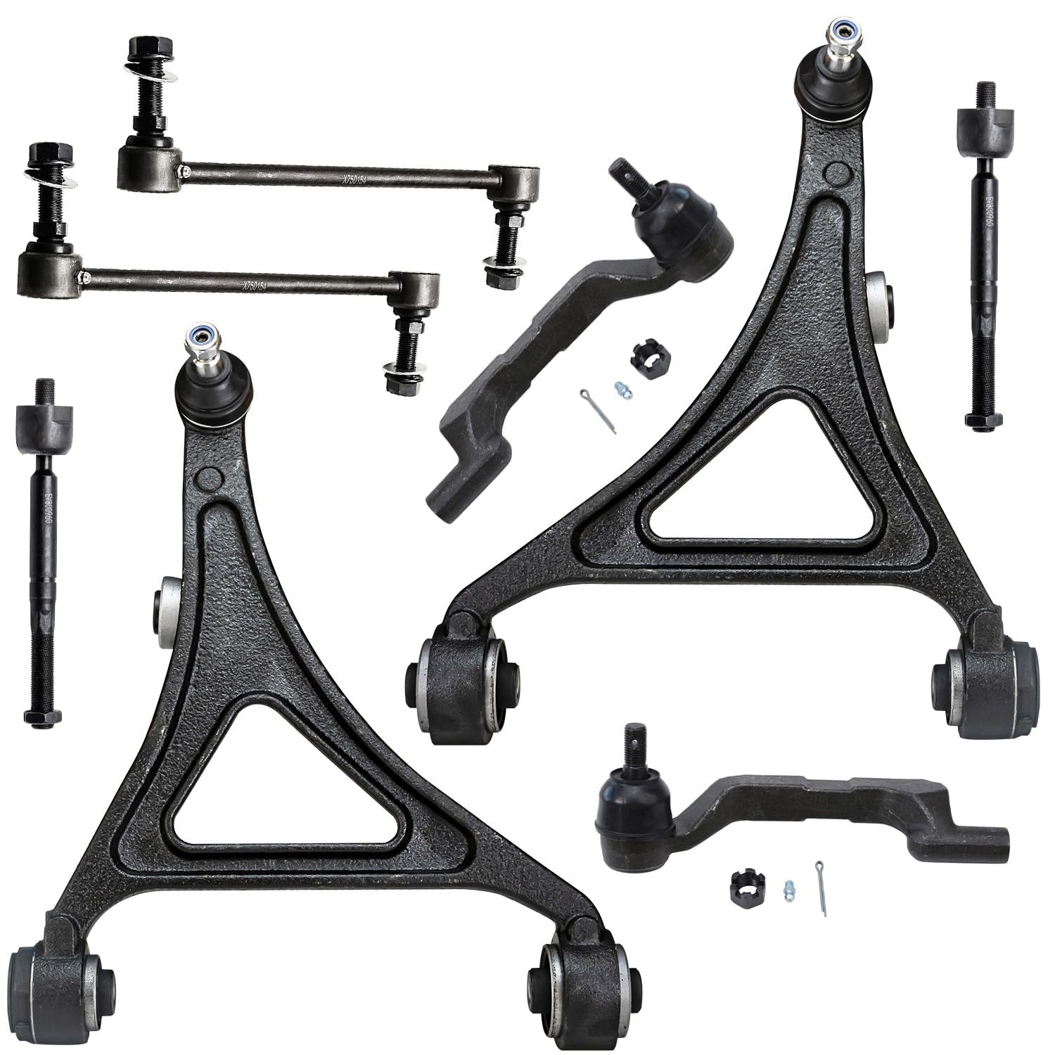 8pc Front Lower Control Arms Tie Rods Sway Bar Links Suspension Kit