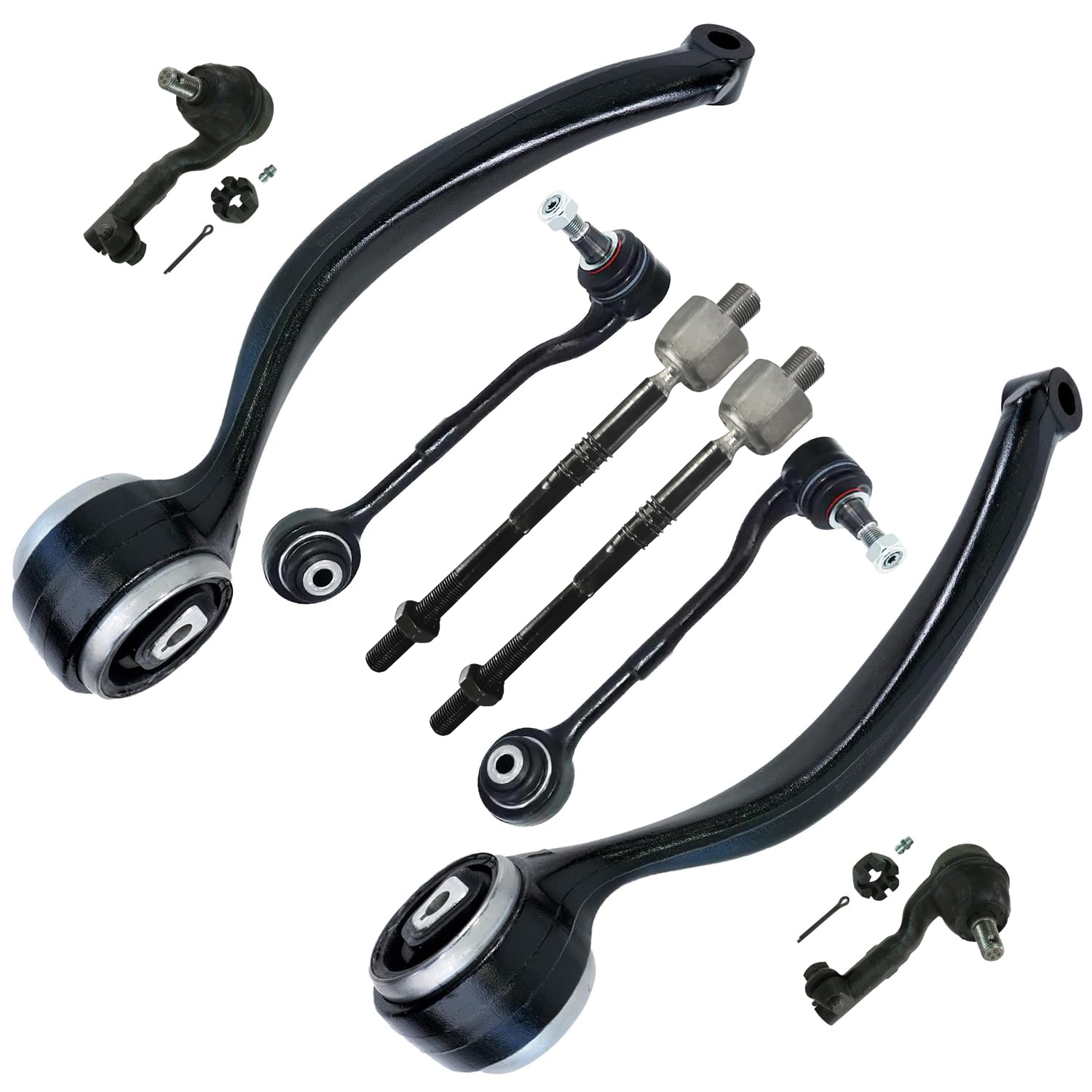 8pc Front Lower Forward Rearward Control Arms Tie Rods Suspension Kit