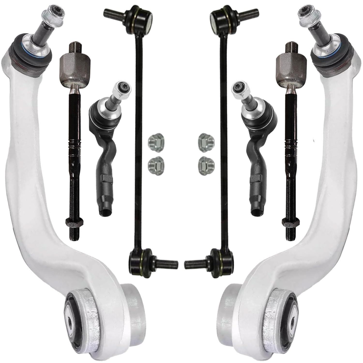 8pc Front Lower Forward Control Arms Tie Rods Sway Bar Links Suspension Kit