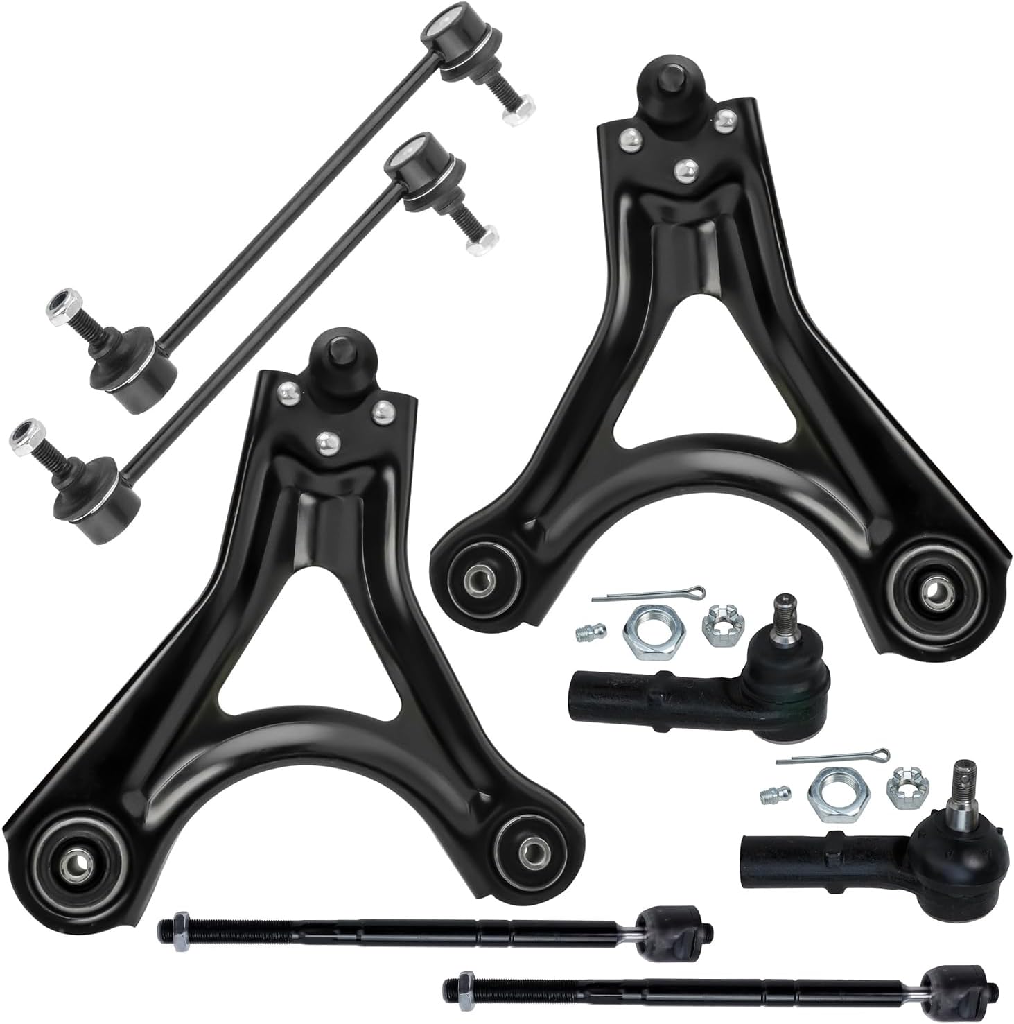 8pc Front Lower Control Arms Tie Rods Sway Bar Links Suspension Kit