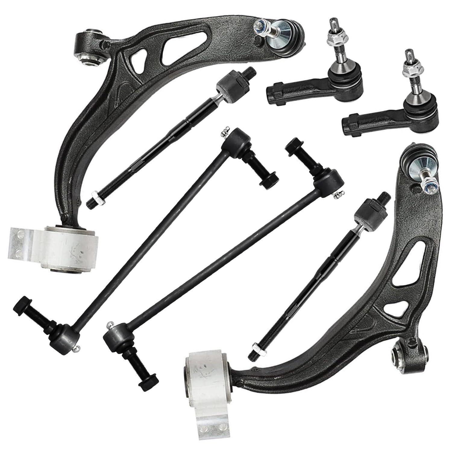 8pc Front Lower Control Arms Tie Rods Sway Bar Links Suspension Kit