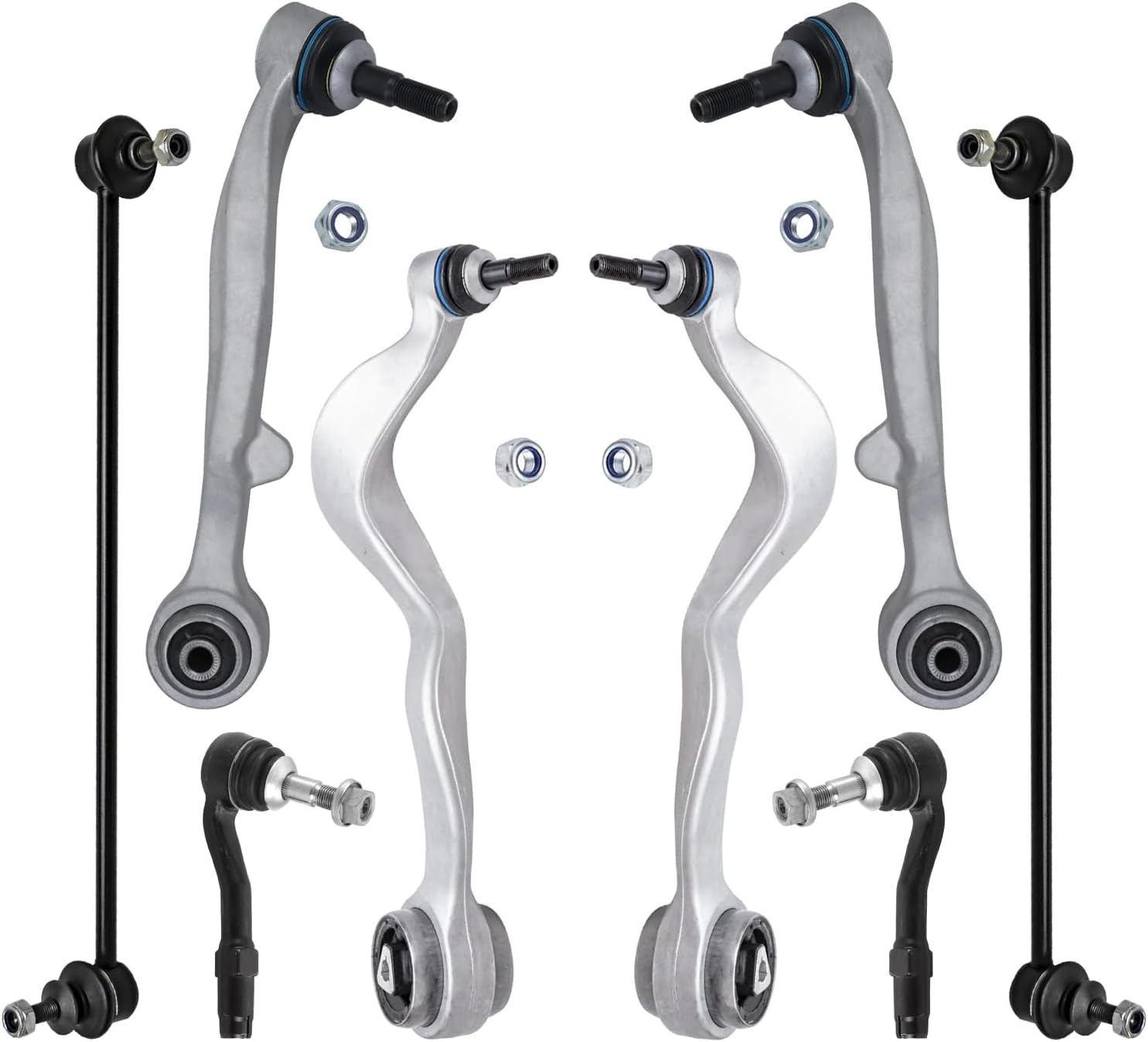 8pc Front Lower Forward Rearward Control Arms Sway Bar Links Suspension Kit