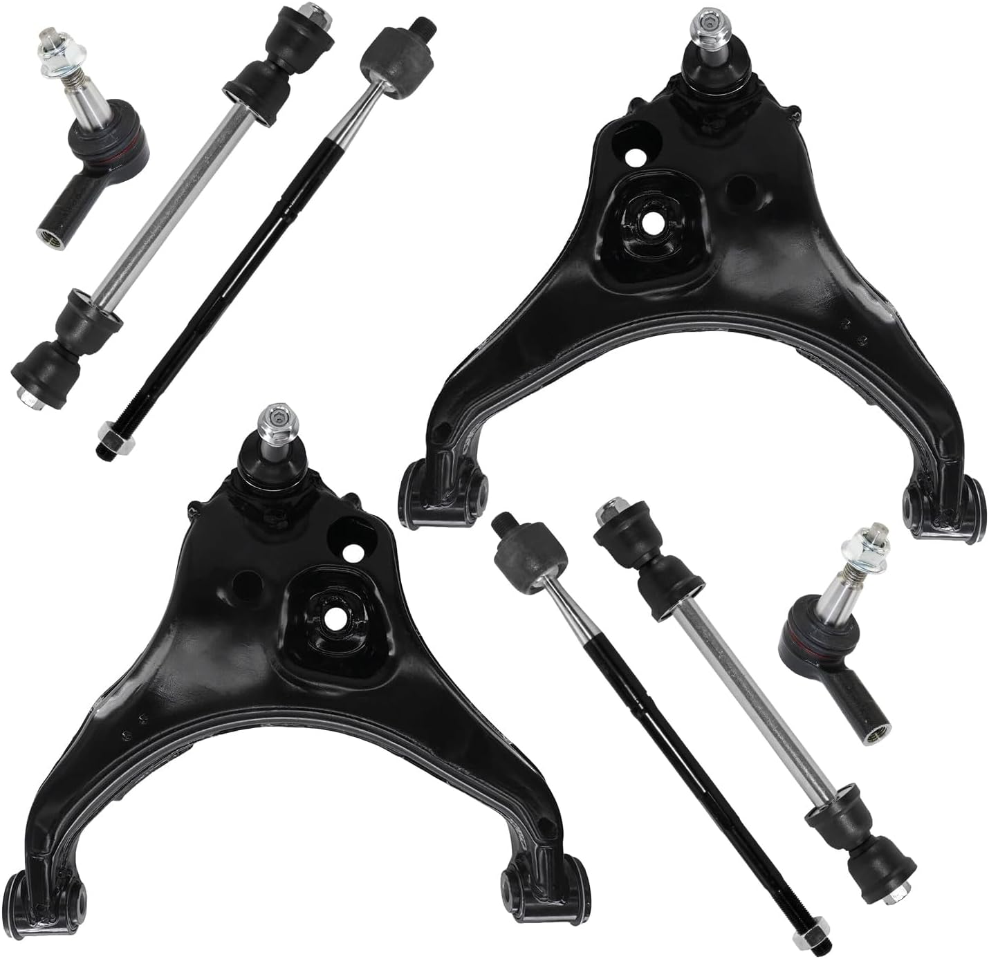 8pc Front Lower Control Arms Inner Outer Tie Rods Sway Bar Links Suspension Kit
