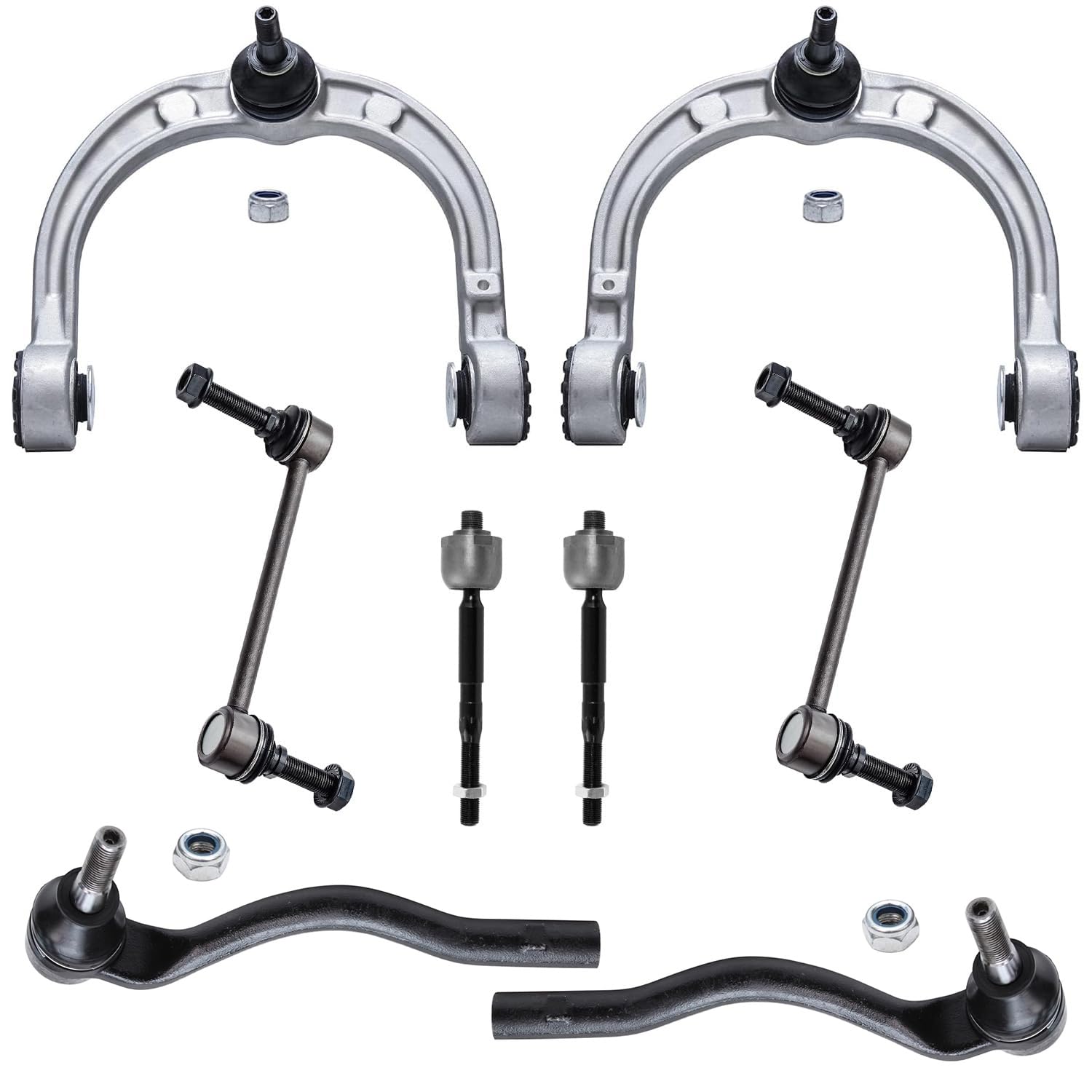 8pc Front Upper Control Arms Tie Rods Sway Bar Links Suspension Kit