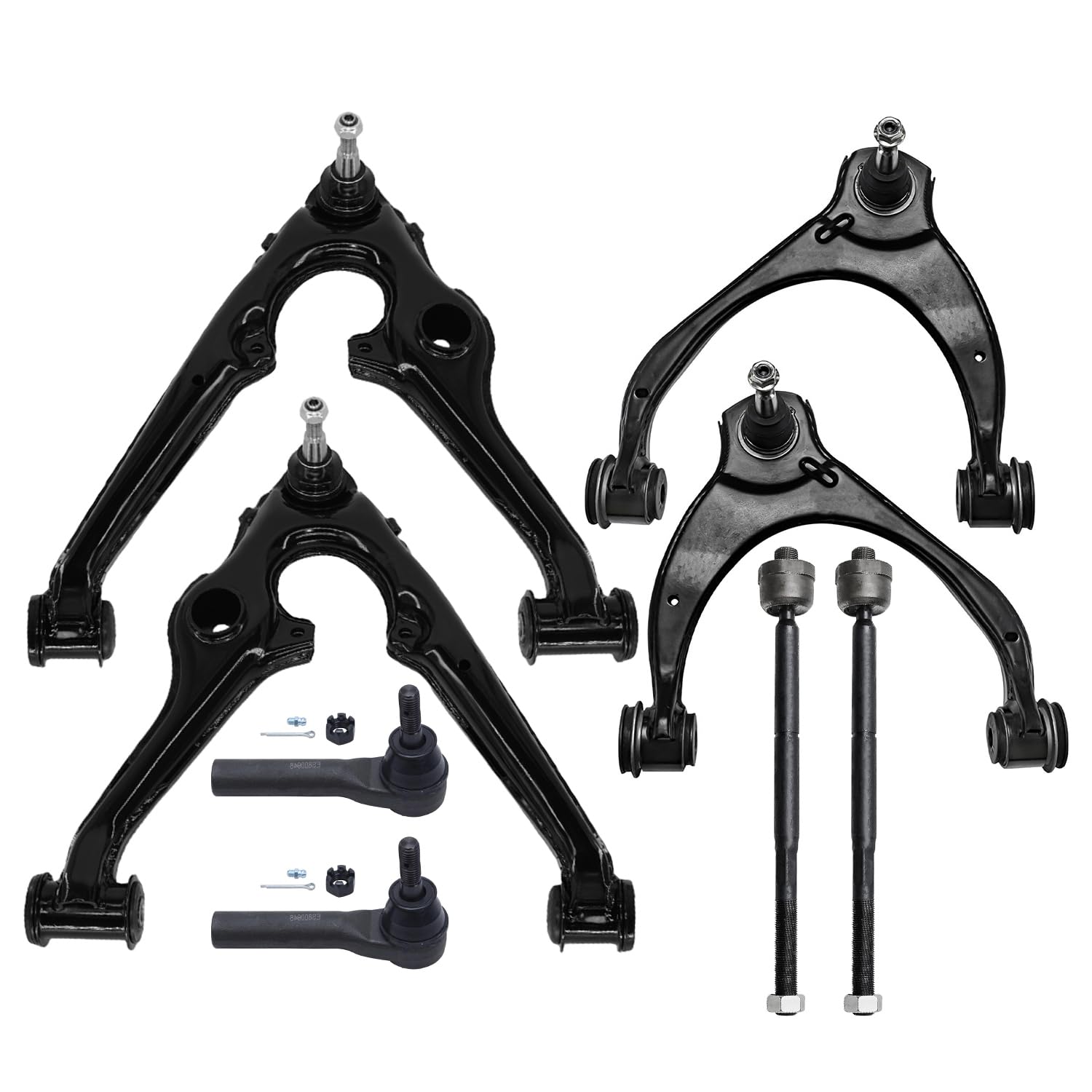 8pc Front Upper Lower Control Arms Inner Outer Tie Rods Suspension Kit