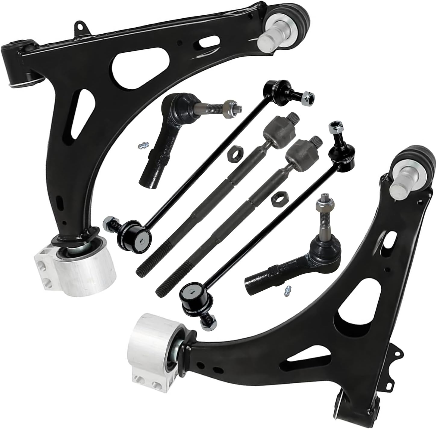 8pc Front Lower Control Arms Sway Bar Links Inner Outer Tie Rods Suspension Kit