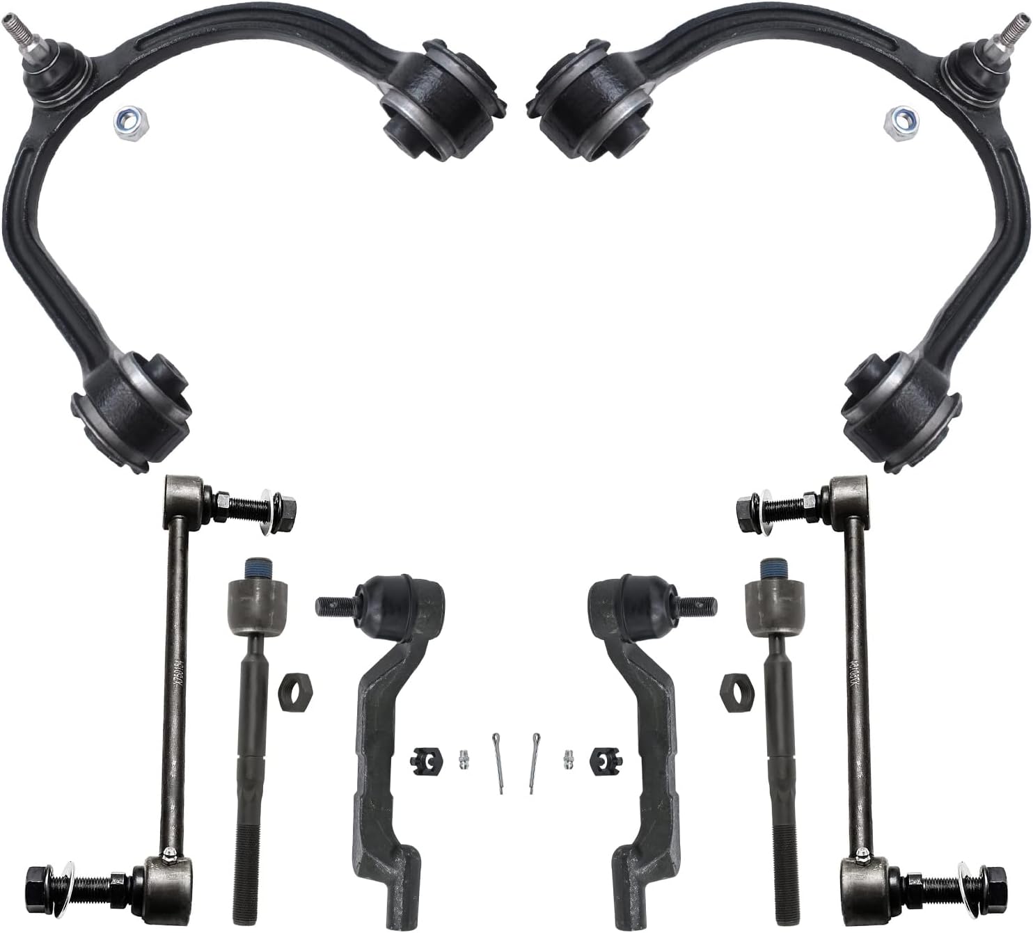 8pc Front Upper Control Arms Sway Bar Links Tie Rods Suspension Kit