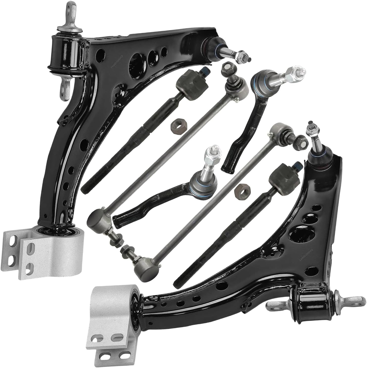 8pc Front Lower Control Arms Sway Bar Links Inner Outer Tie Rods Suspension Kit