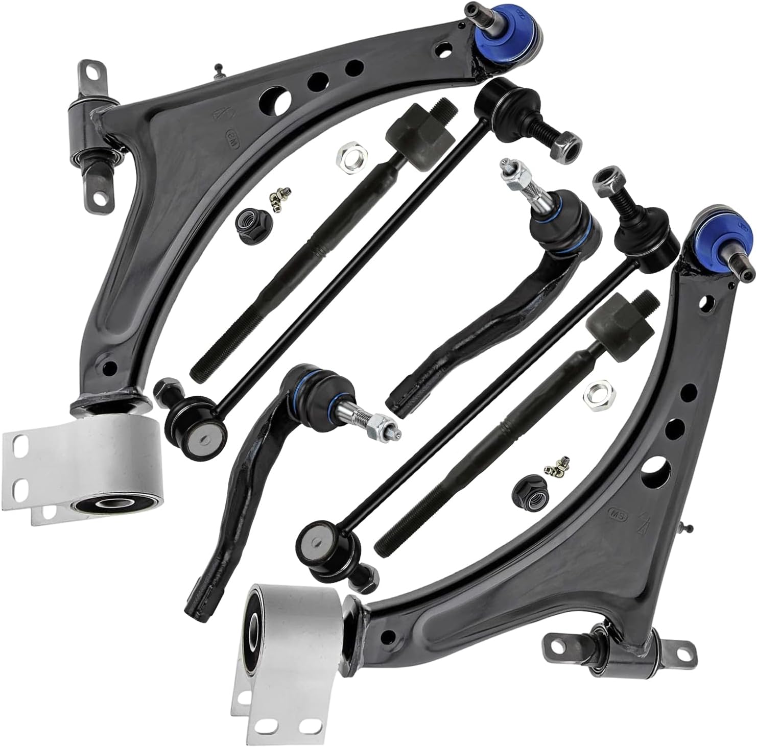 8pc Front Lower Control Arms Sway Bar Links Inner Outer Tie Rods Suspension Kit