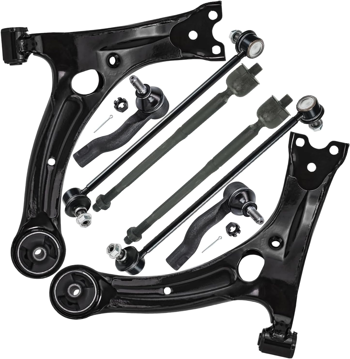 8pc Front Lower Control Arms Sway Bar Links Inner Outer Tie Rods Suspension Kit