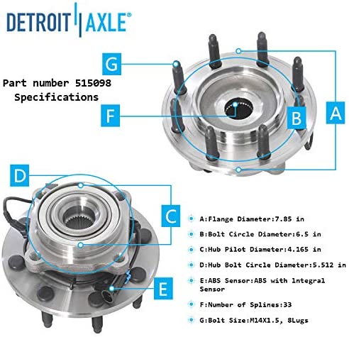 Detroit Axle - 4WD Front Wheel Hub Kit for 2007-10 Silverado Sierra 2500 3500 HD — image 8
