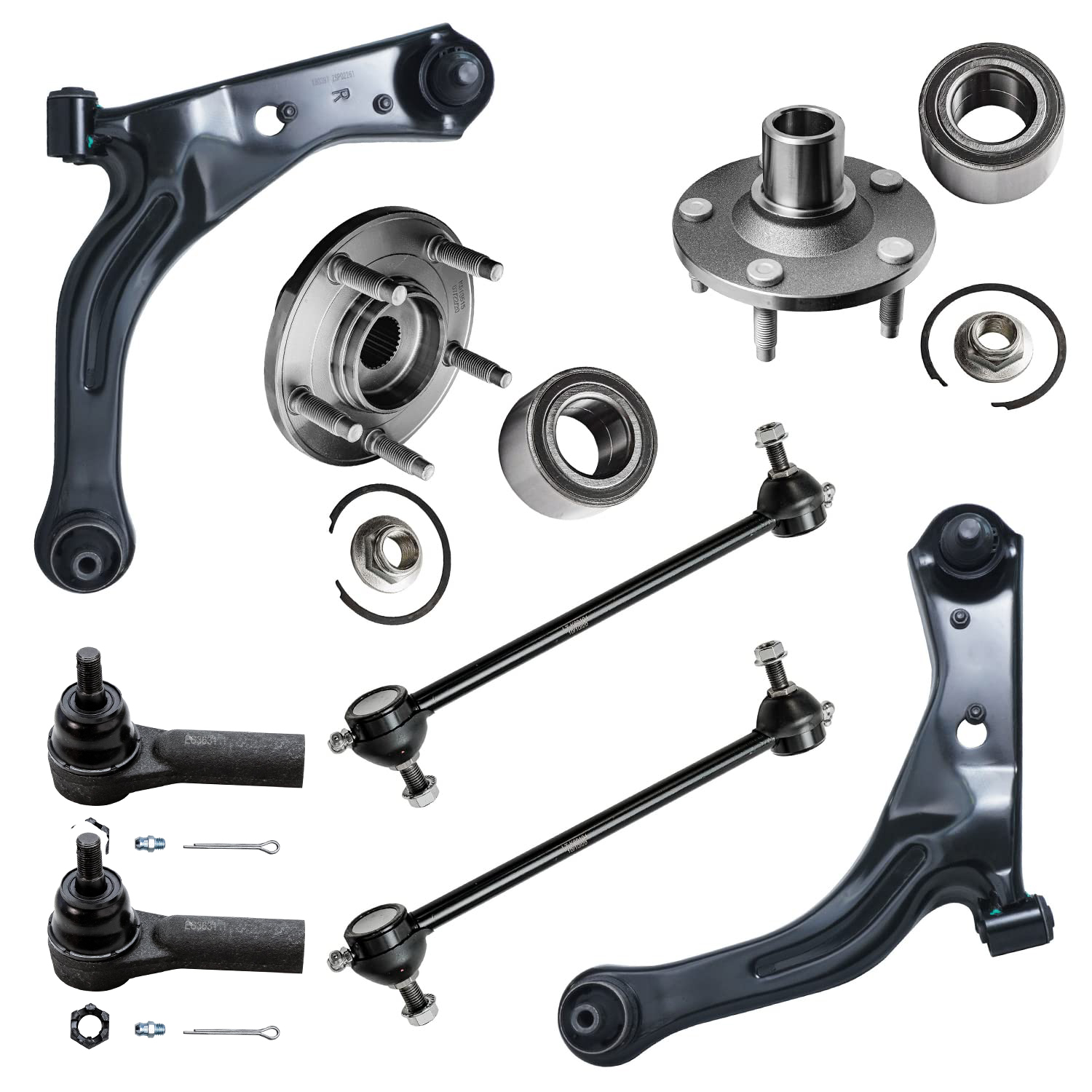 8pc Front Lower Control Arms Wheel Hub and Bearings Suspension Kit