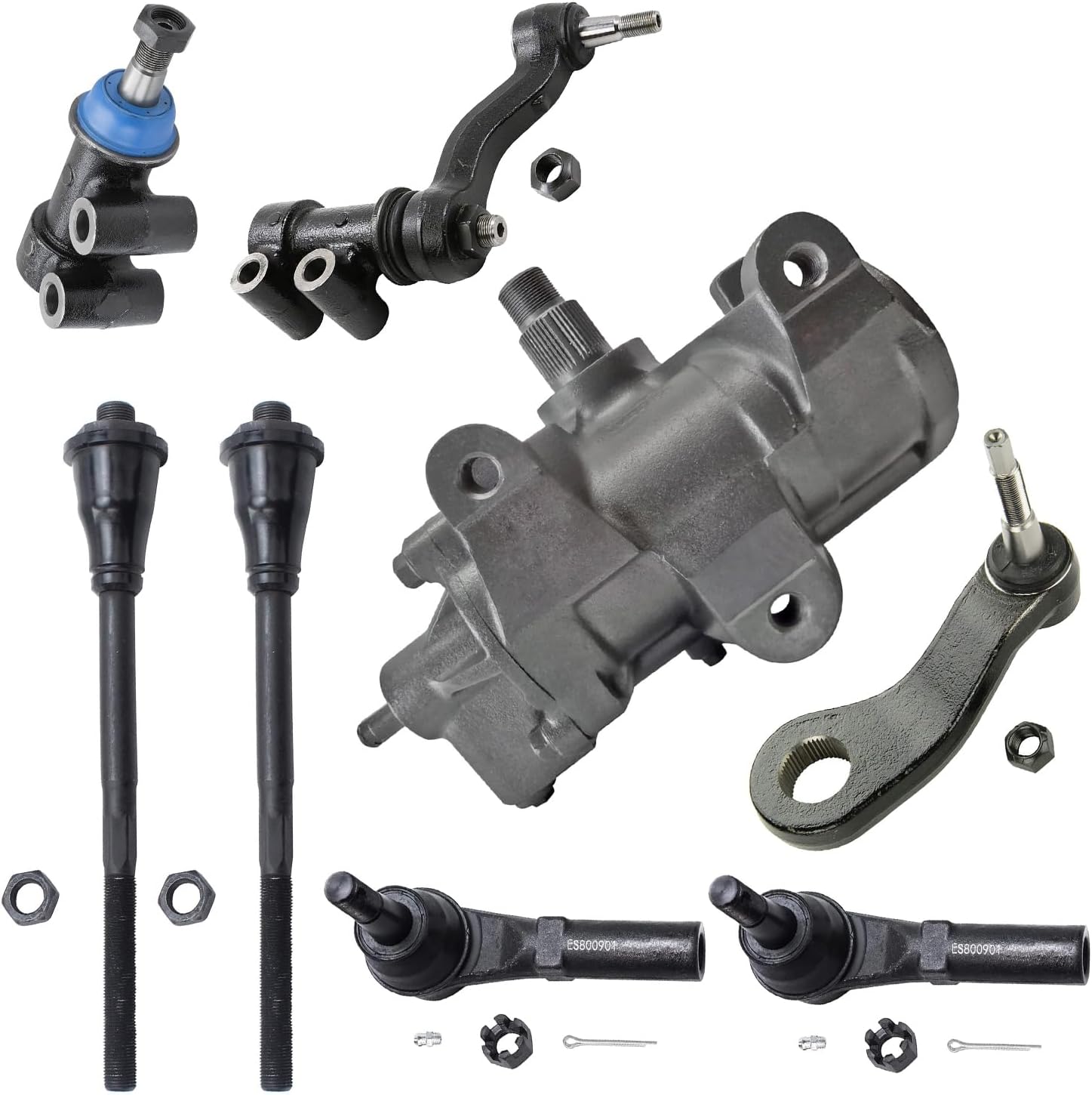 8pc Front Gear Box Pitman & Idler Arms Bracket Tie Rods Suspension Kit