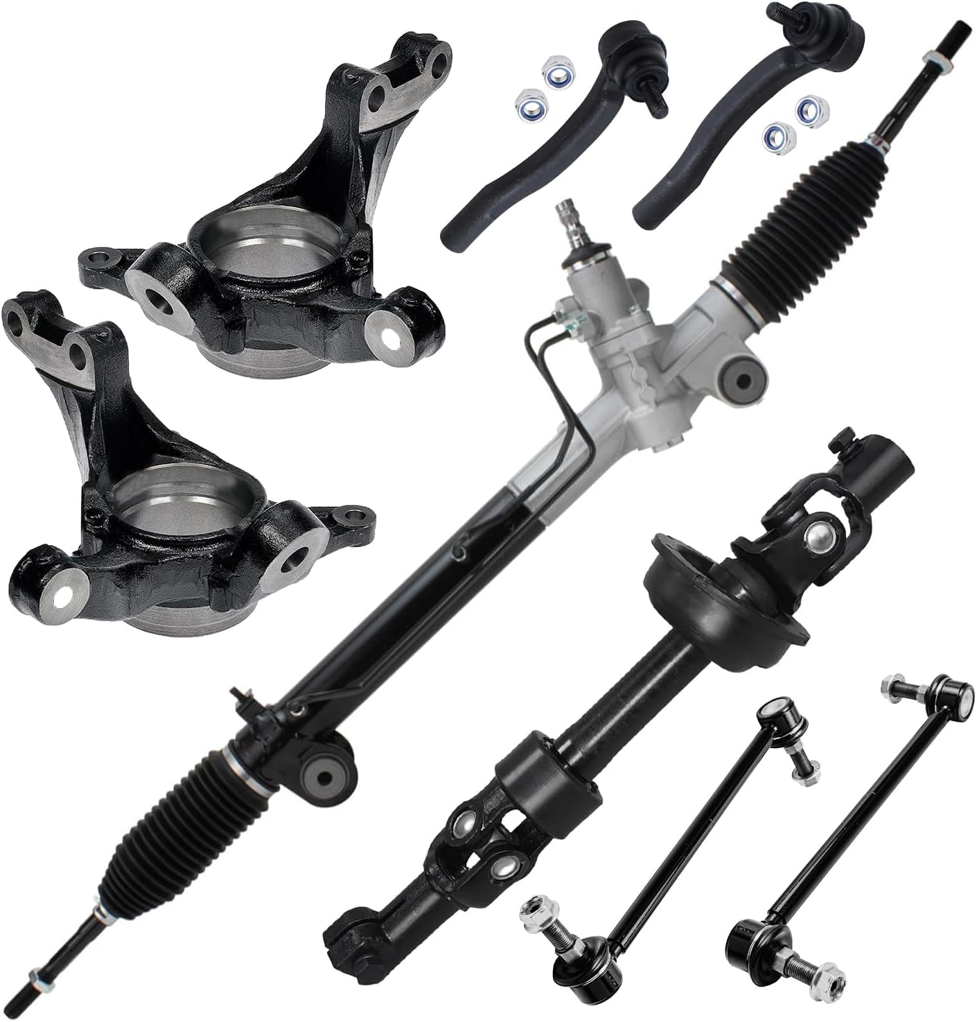 8pc Power Steering Rack and Pinion Intermediate Steering Shaft Suspension Kit