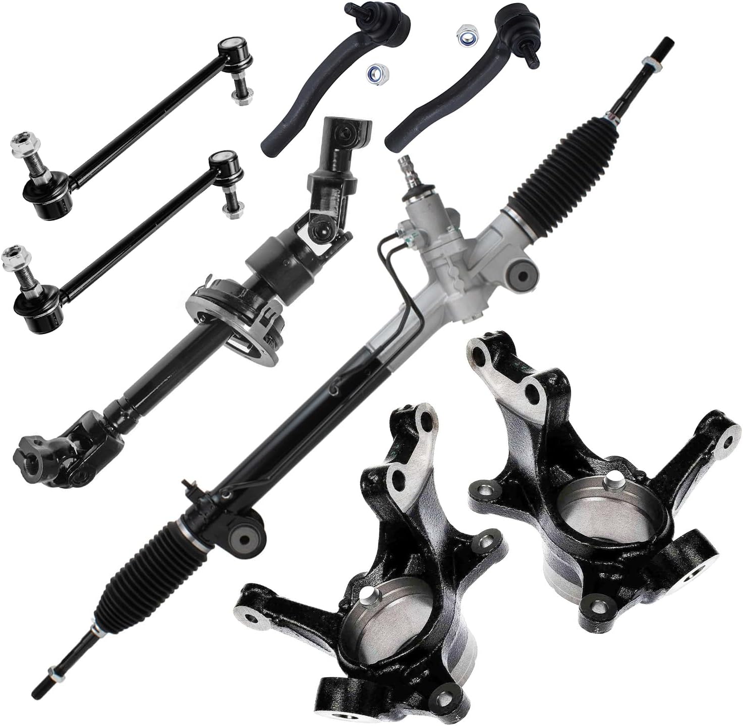 8pc Power Steering Rack and Pinion Intermediate Steering Shaft Suspension Kit