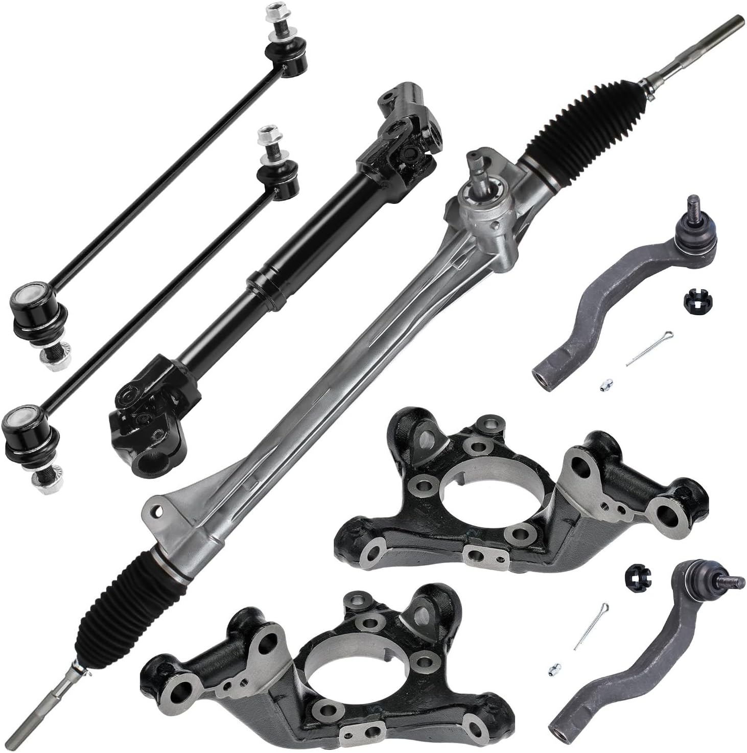 8pc Electric Steering Rack and Pinion Intermediate Steering Shaft Suspension Kit