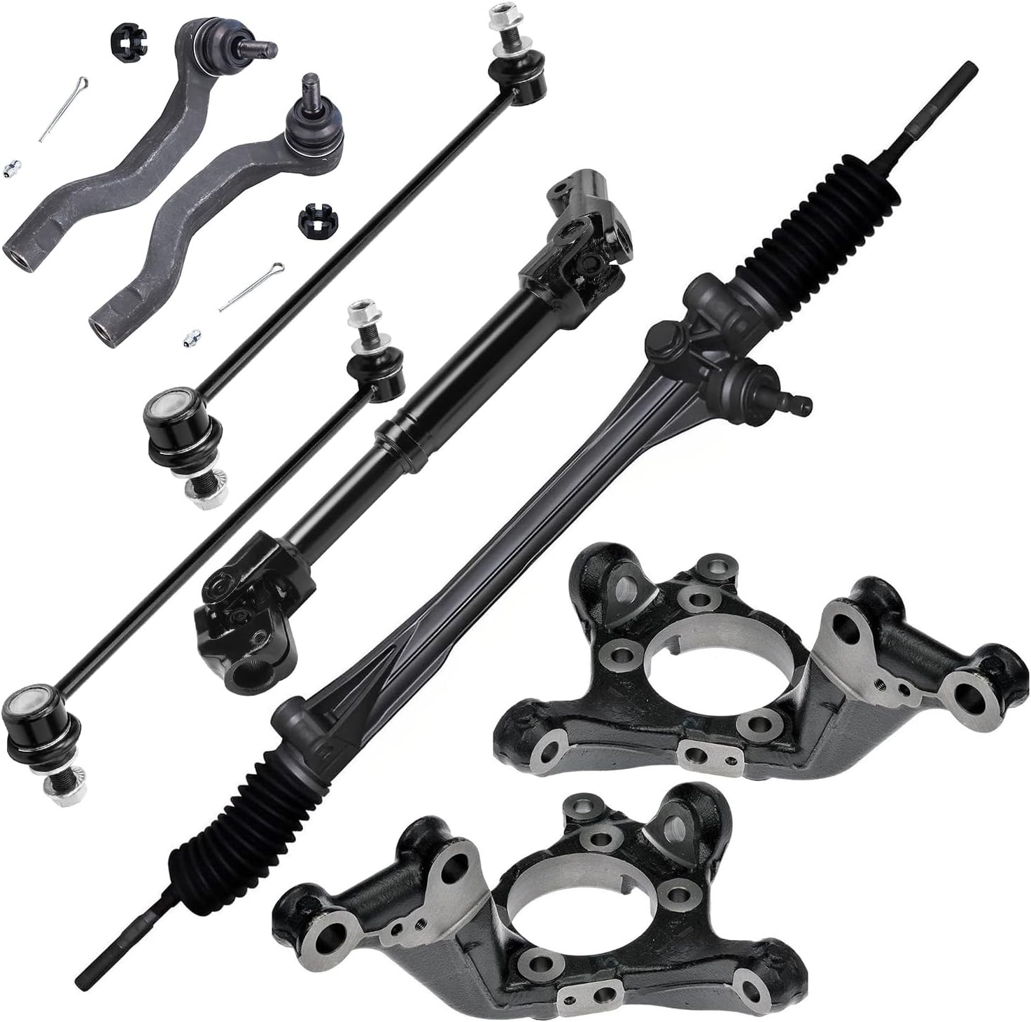8pc Power Steering Rack and Pinion Intermediate Steering Shaft Suspension Kit