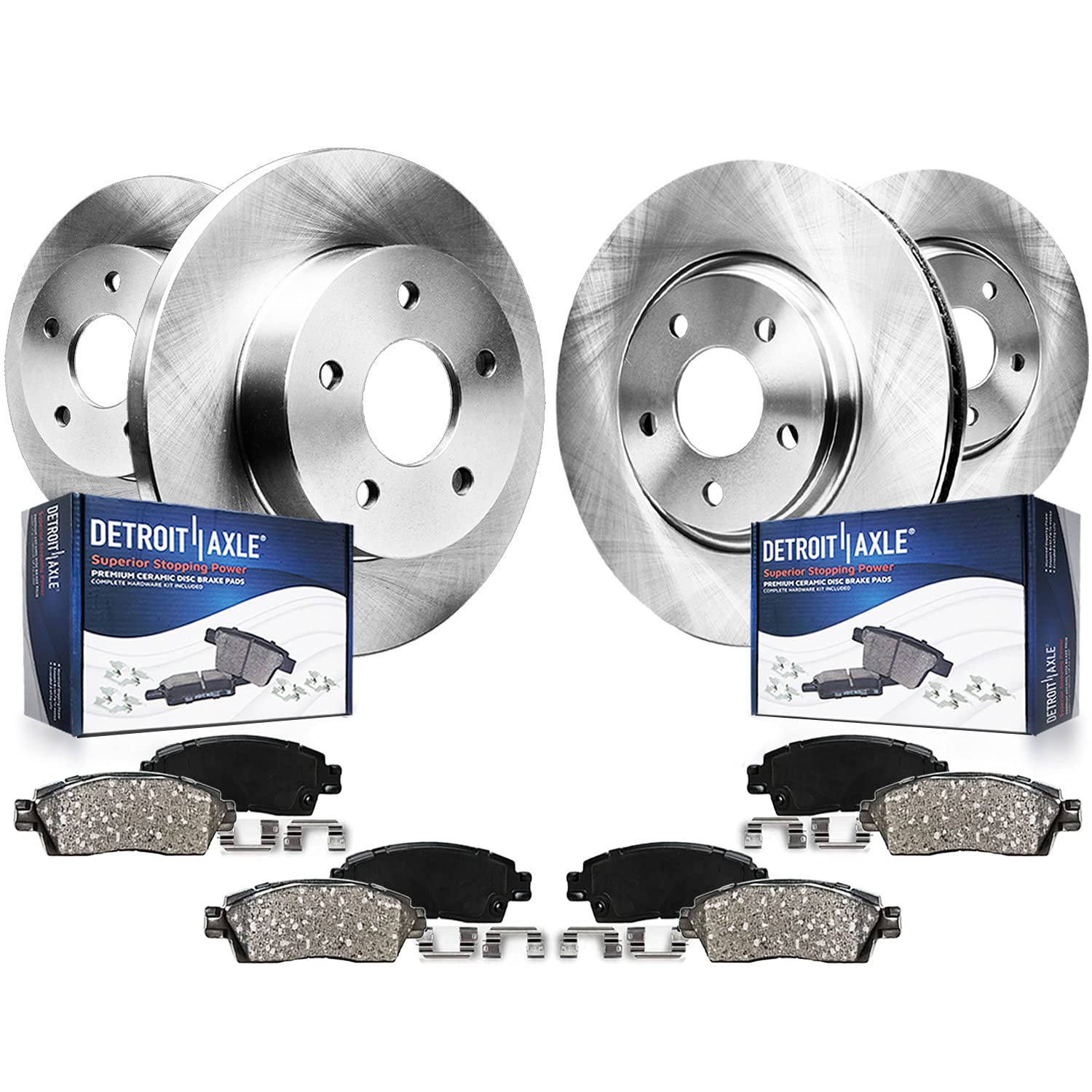 8pc Front & Rear Disc Rotors and Ceramic Brake Pads Kit