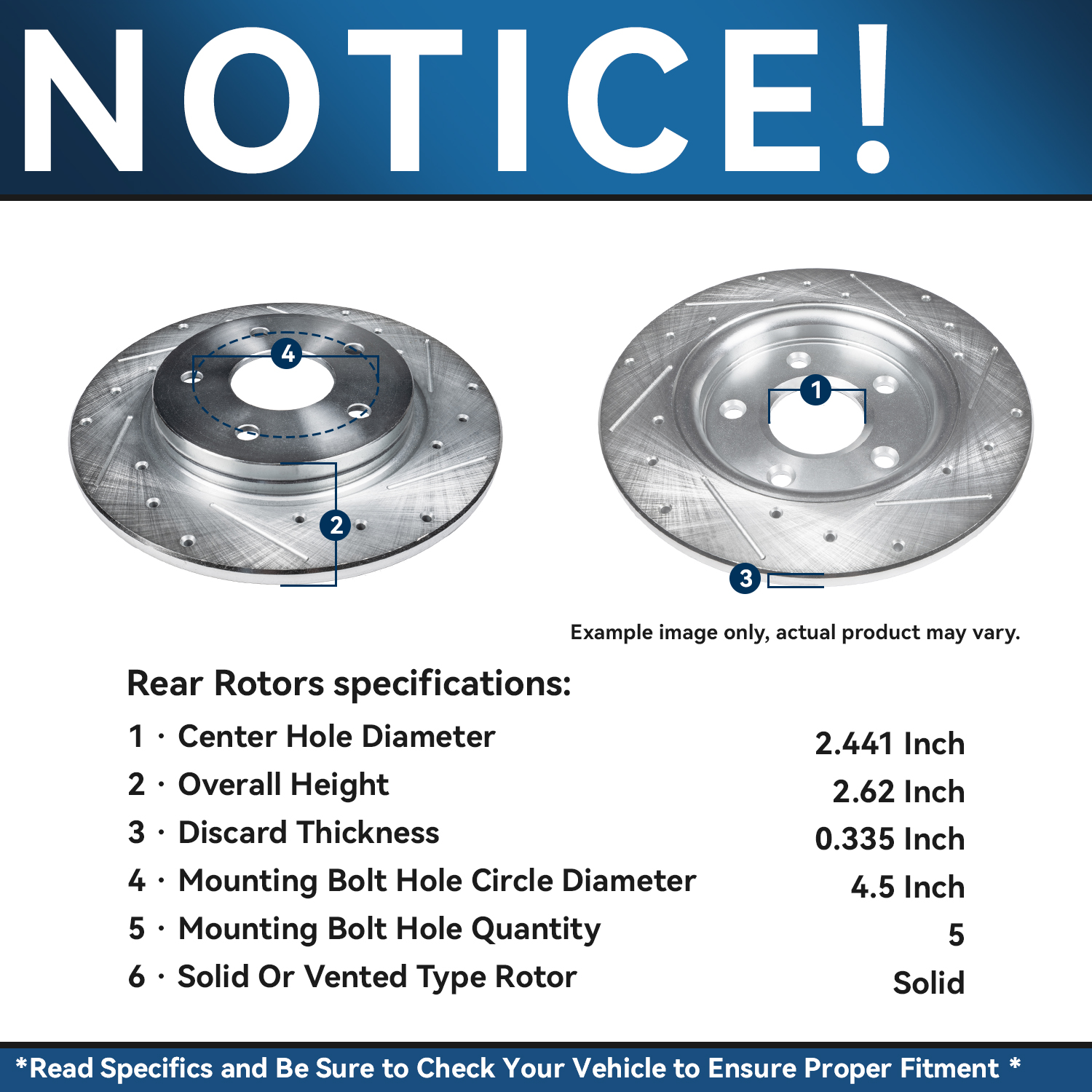 Detroit Axle - Front Rear Drilled Rotors Brake Pads Kit for Toyota Camry Avalon — image 11